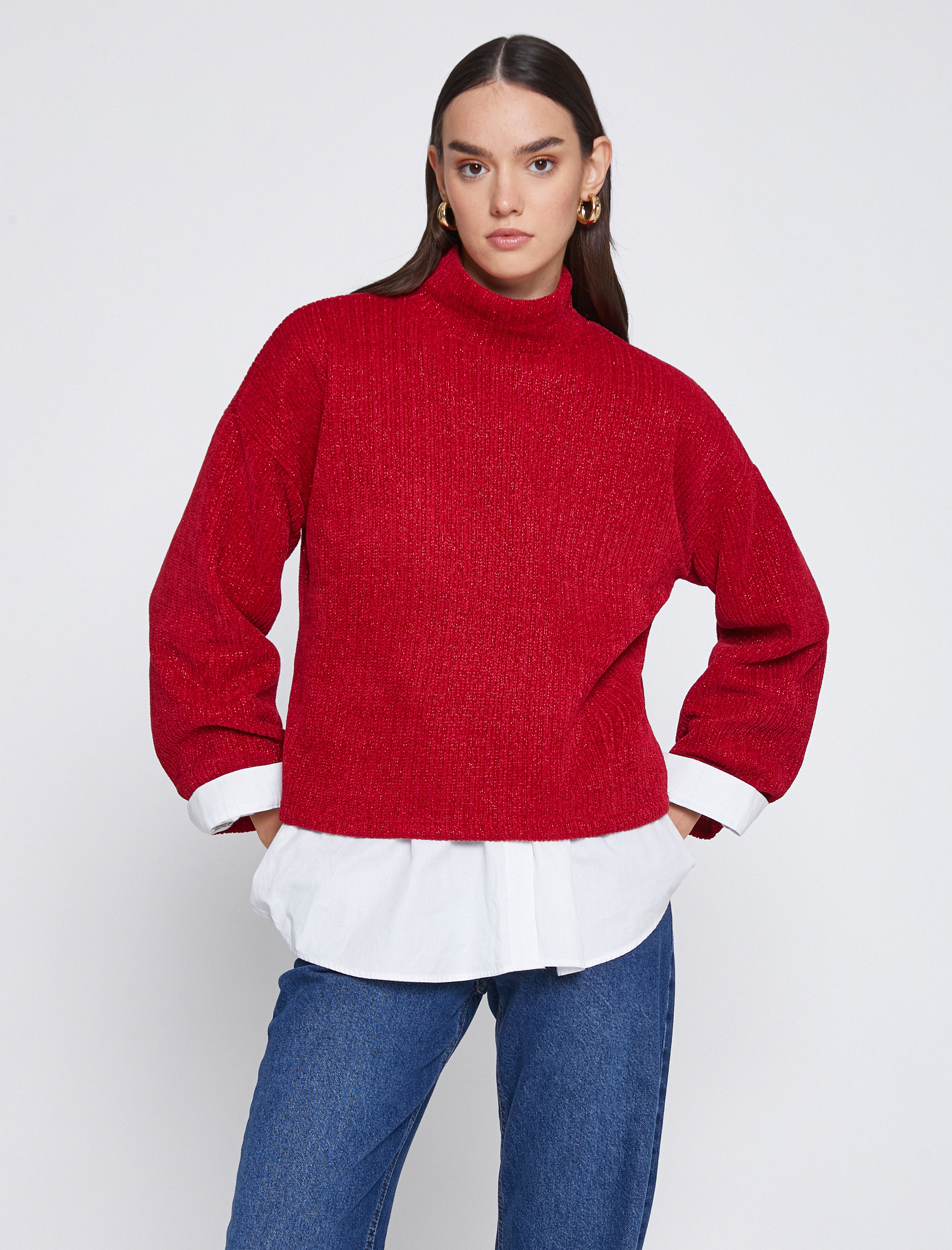   Oversize Kazak Balıkçı Yaka