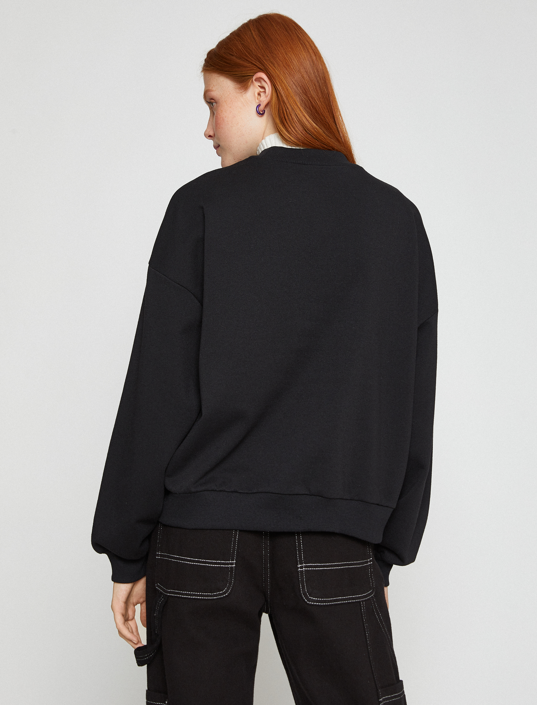   Bisiklet Yaka Sweatshirt İşlemeli