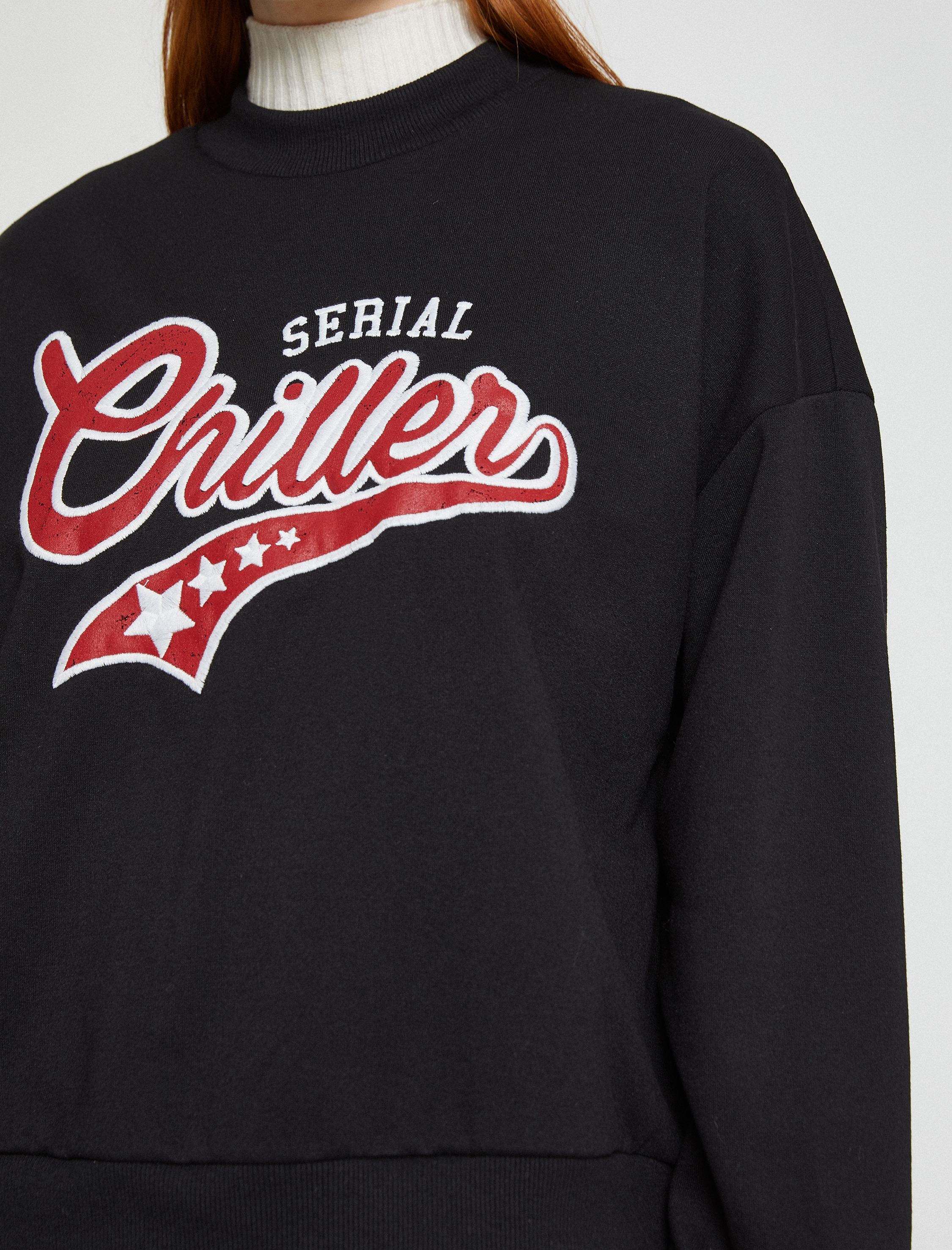   Bisiklet Yaka Sweatshirt İşlemeli