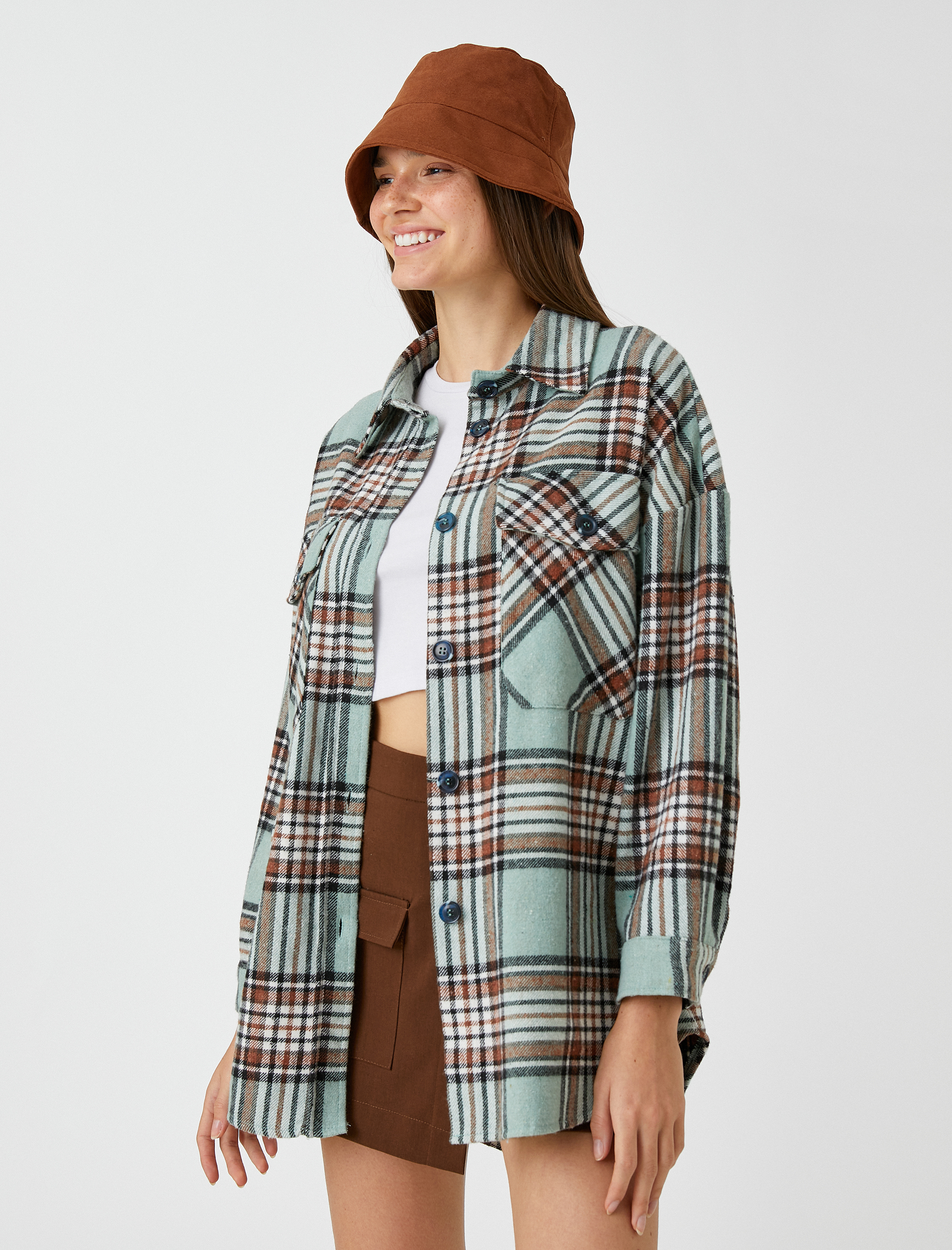   Oversize Gömlek Ceket Cep Detaylı