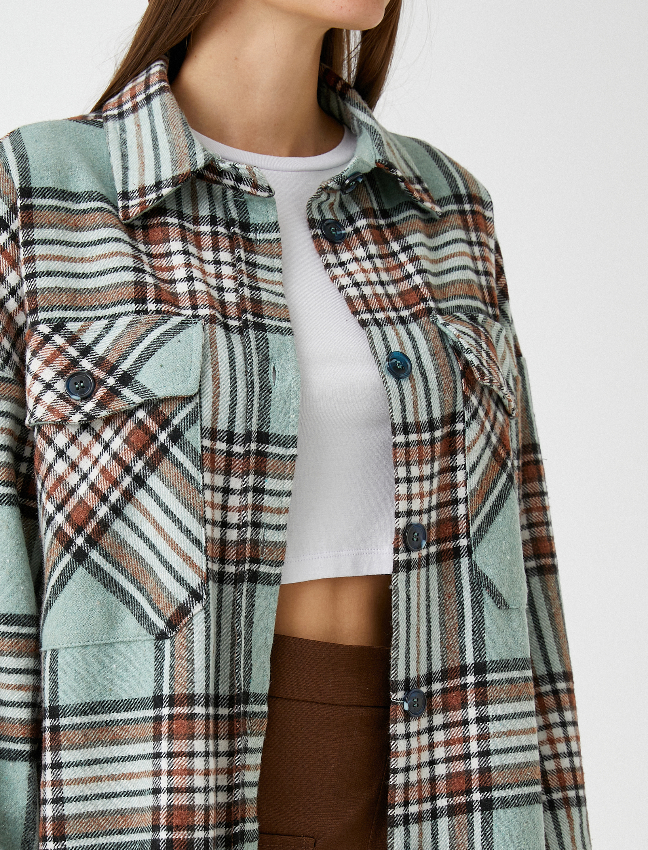   Oversize Gömlek Ceket Cep Detaylı