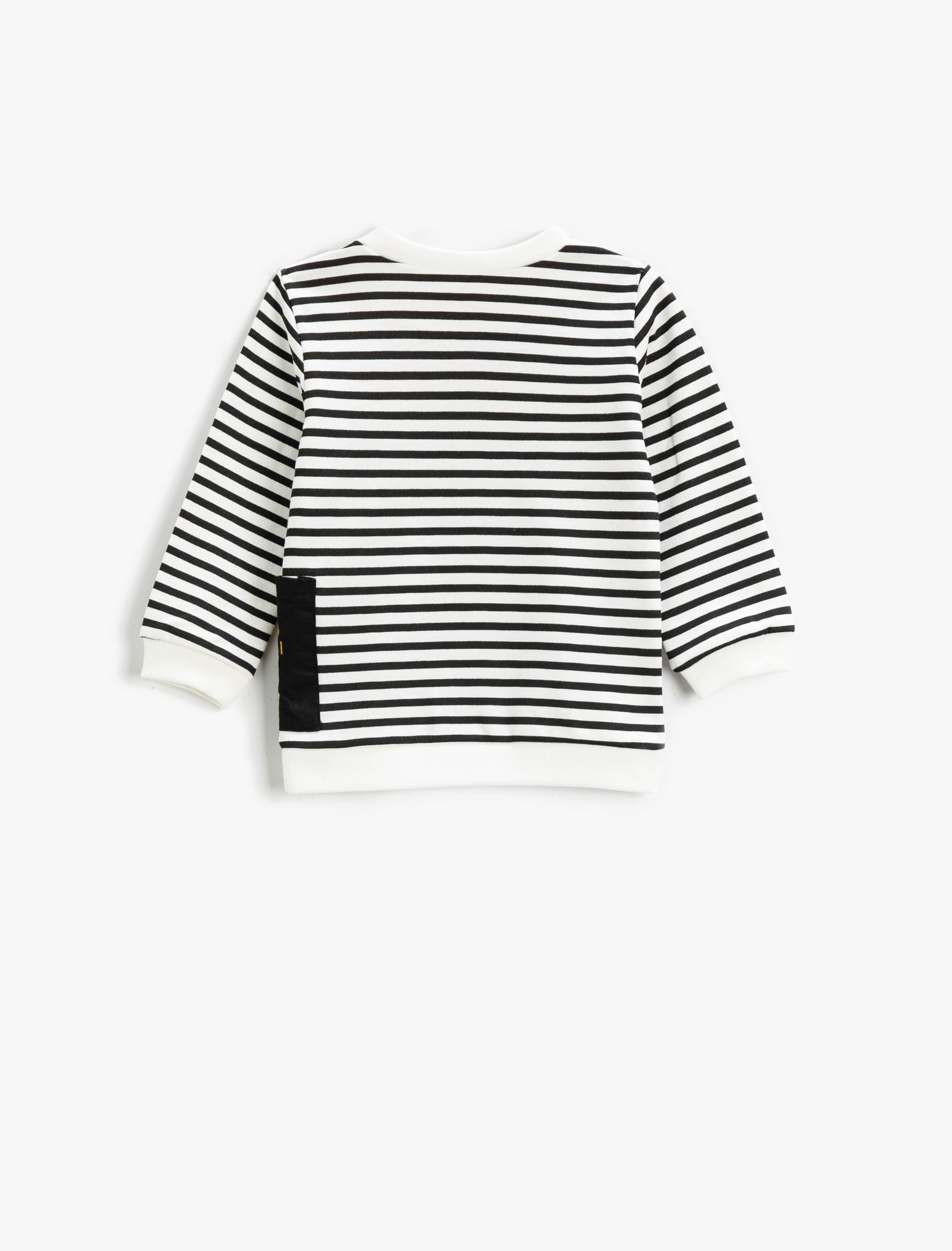  Erkek Bebek Çizgili Sweatshirt Uzun Kollu Baskılı Bisiklet Yaka Pamuklu