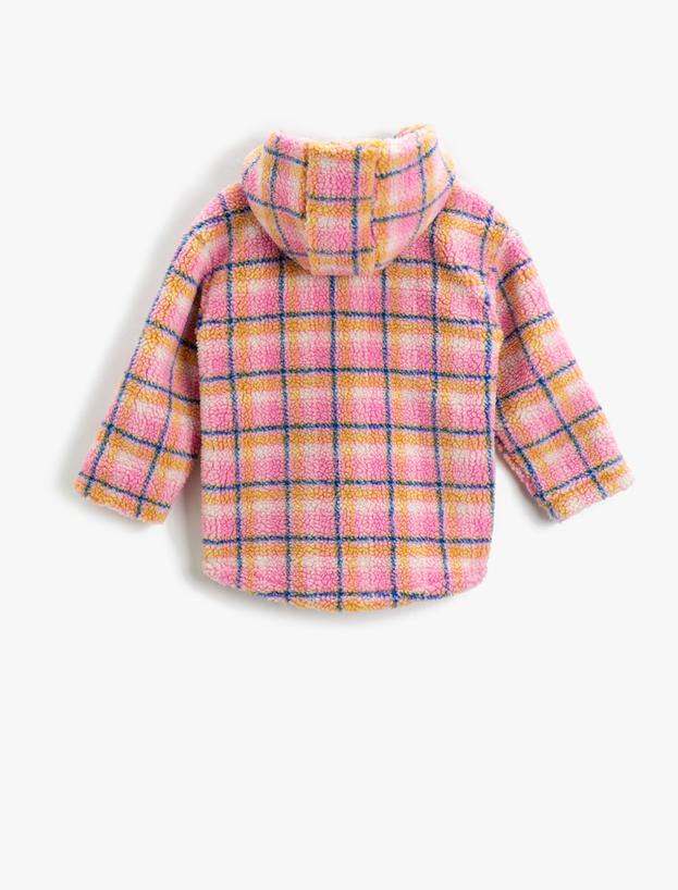  Kız Çocuk Suni Yünlü Kapüşonlu Gömlek Ceket