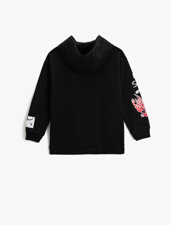 Erkek Çocuk Kapüşonlu Sweatshirt Kuru Kafa Baskılı