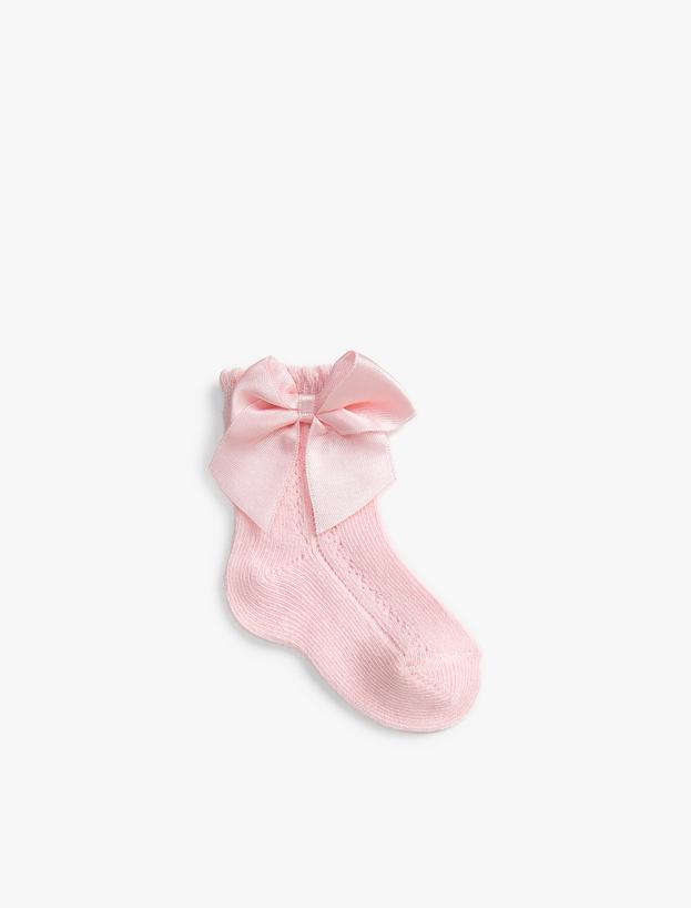  Kız Bebek Fiyonk Detaylı Çorap