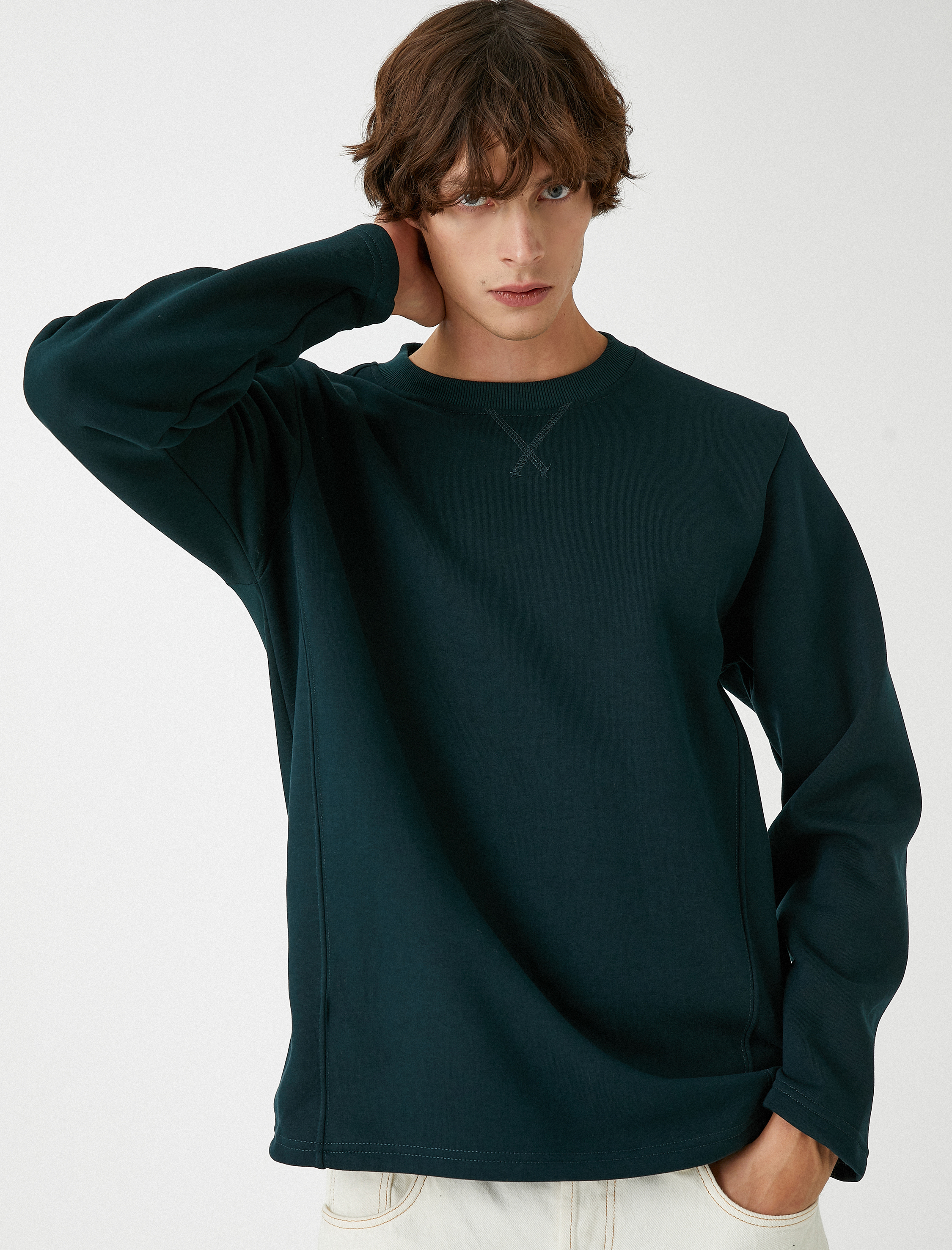   Basic Sweatshirt Şardonlu Bisiklet Yaka
