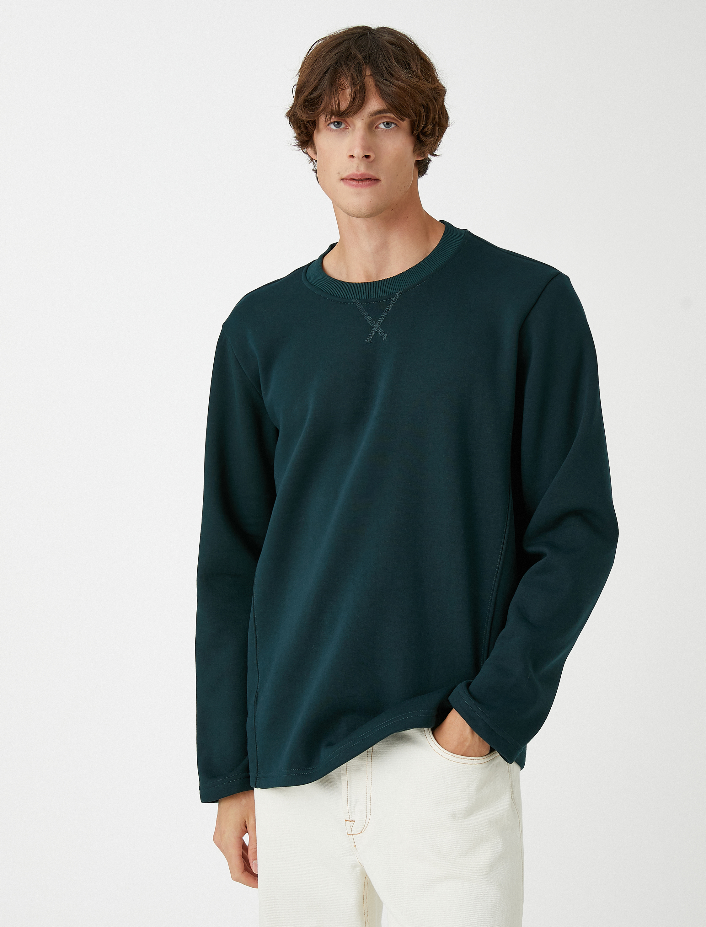   Basic Sweatshirt Şardonlu Bisiklet Yaka