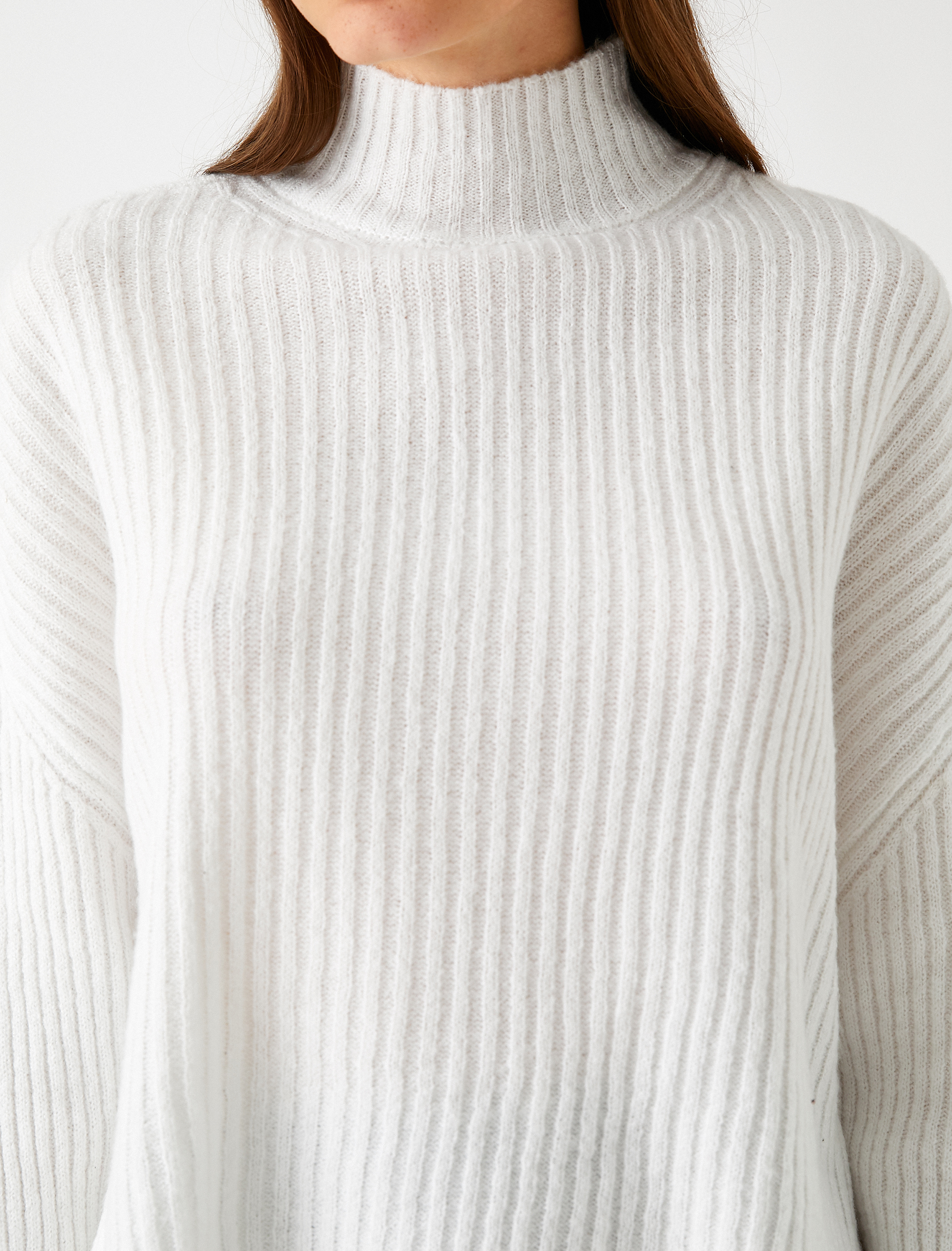   Yarım Balıkçı Yaka Kazak Triko Uzun Kollu