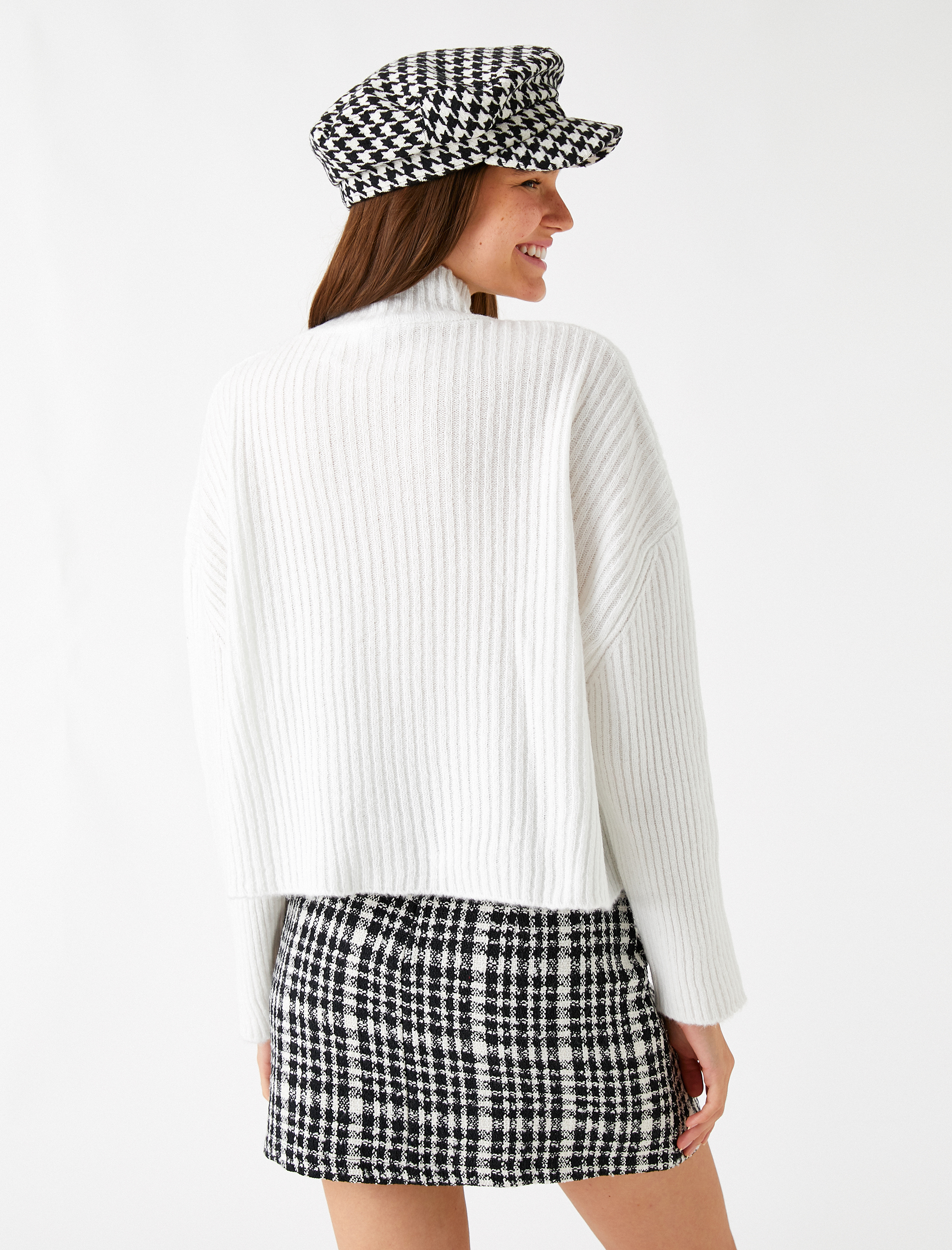   Yarım Balıkçı Yaka Kazak Triko Uzun Kollu