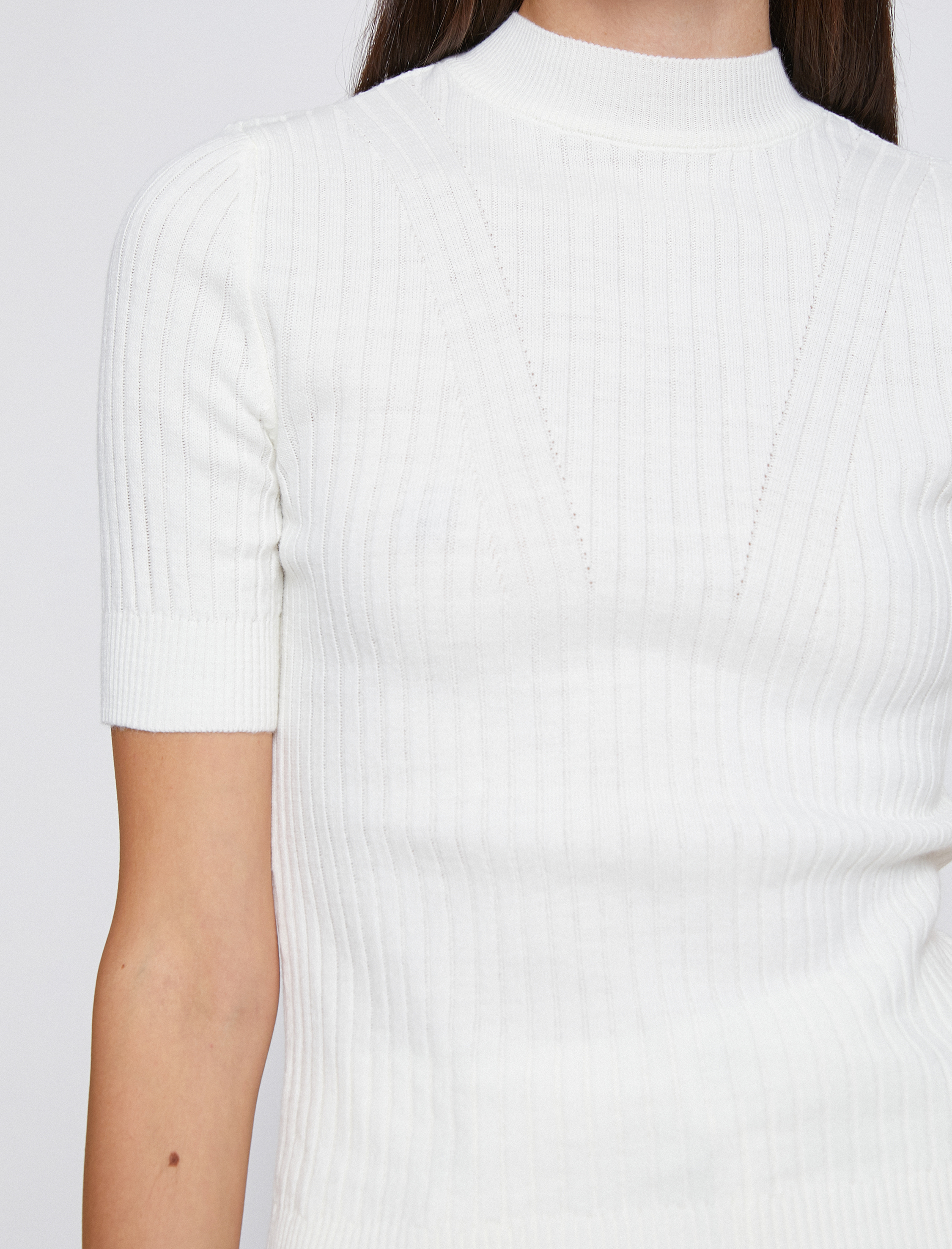   Triko Kazak Dik Yaka Kısa Kollu Kaşmir Dokulu