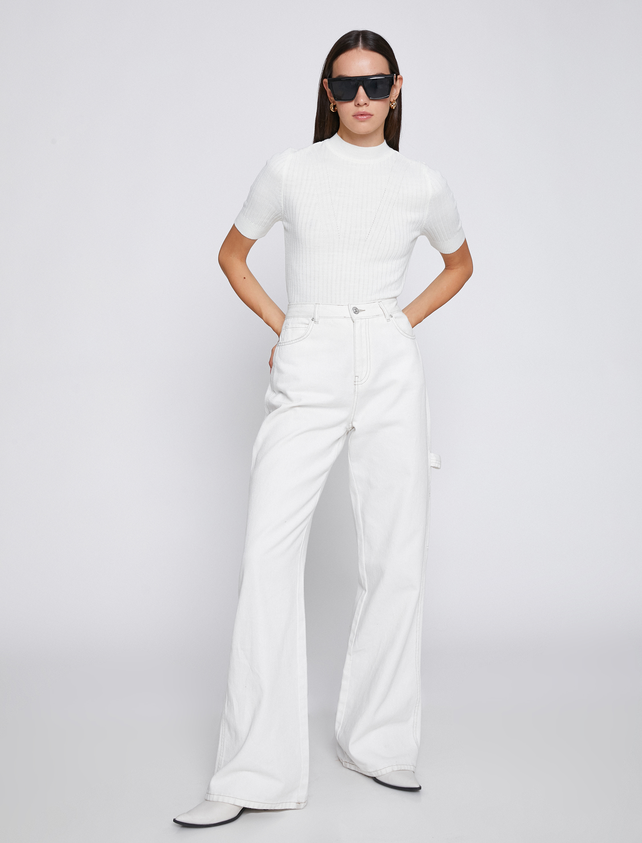   Triko Kazak Dik Yaka Kısa Kollu Kaşmir Dokulu