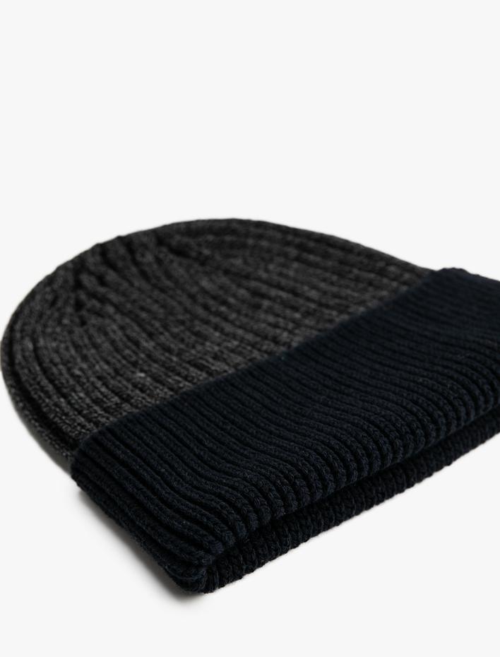 Erkek Basic Örgü Bere Katlama Detaylı