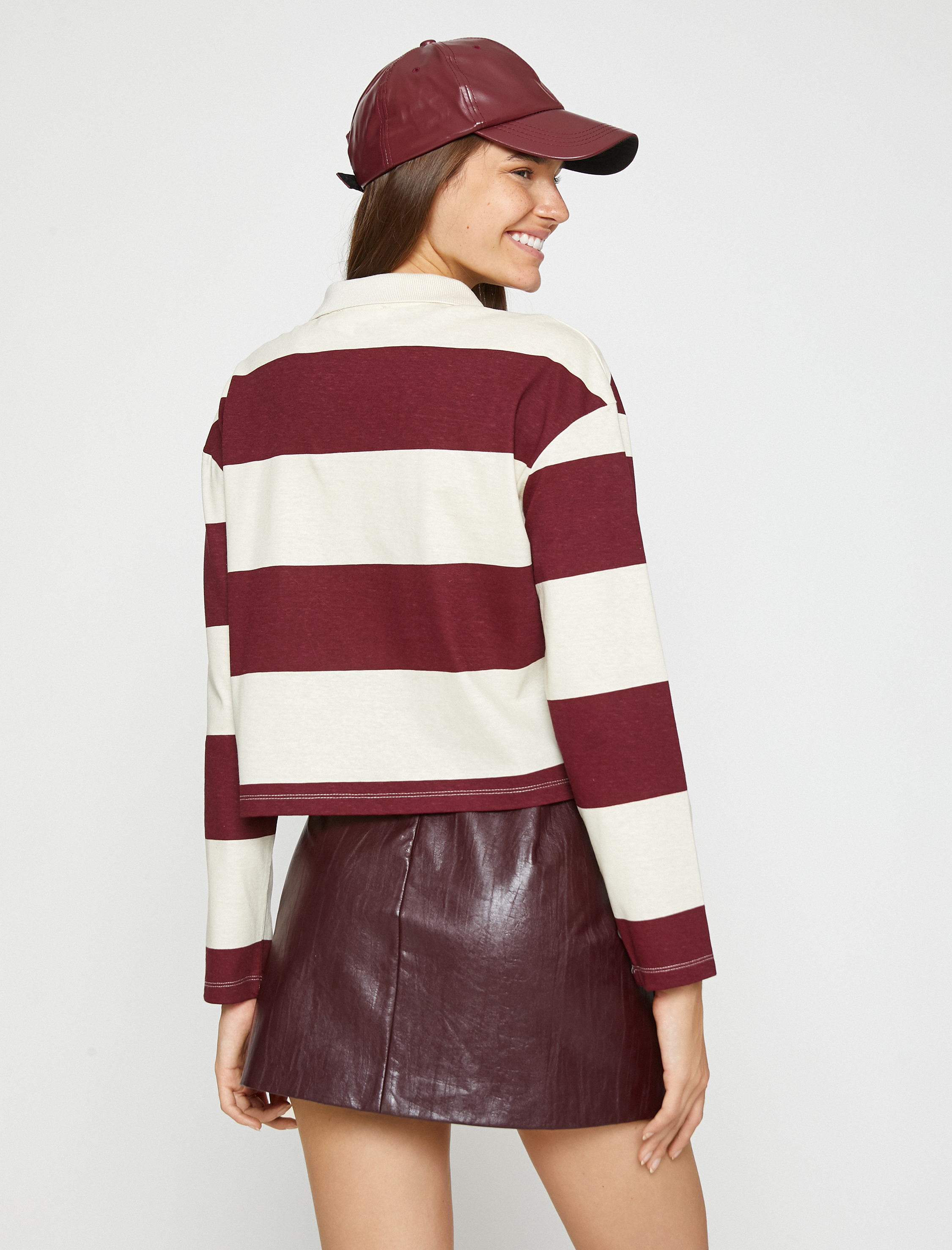   Uzun Kollu Tişört Polo Yaka Crop