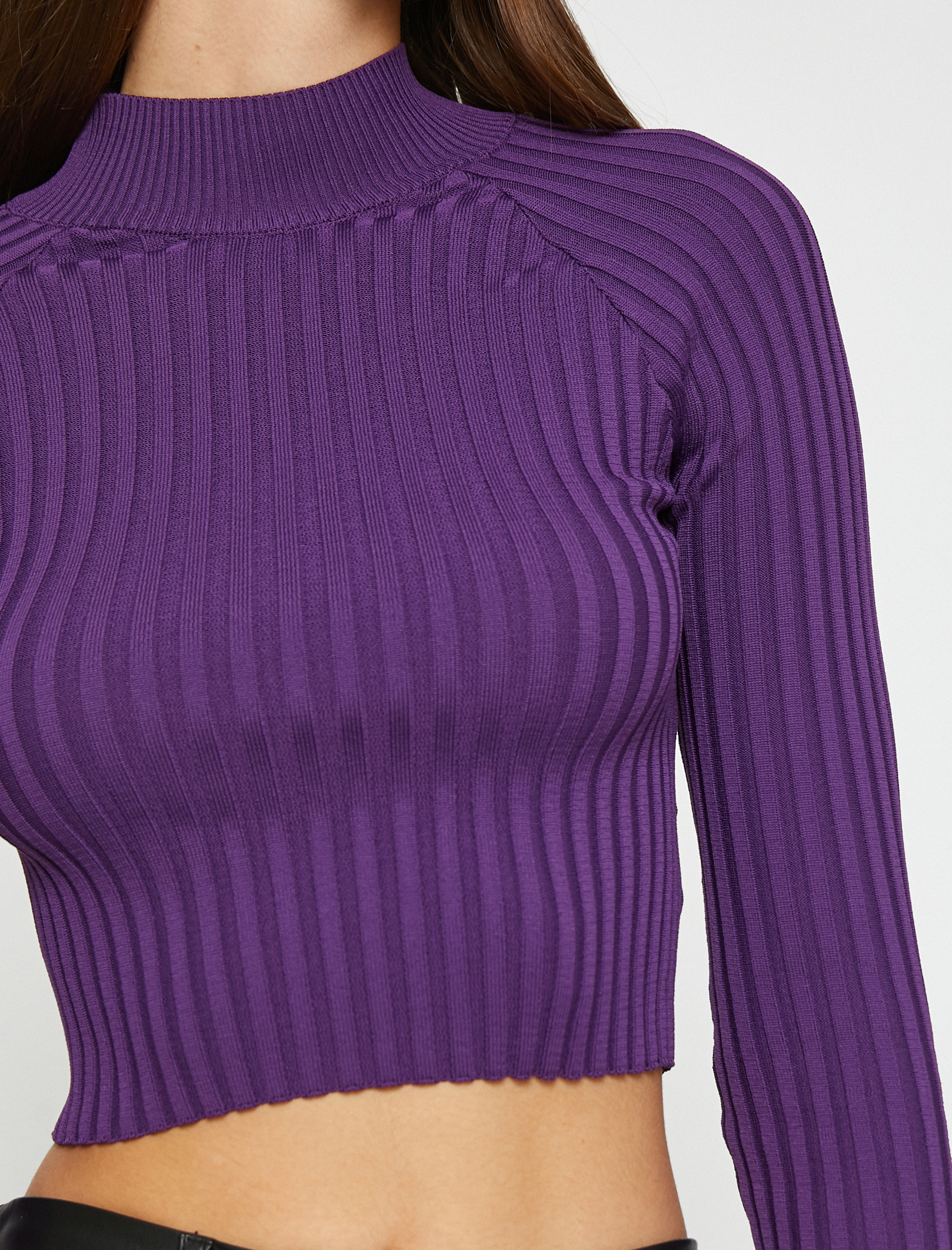   Crop Triko Kazak Yarım Balıkçı Yaka