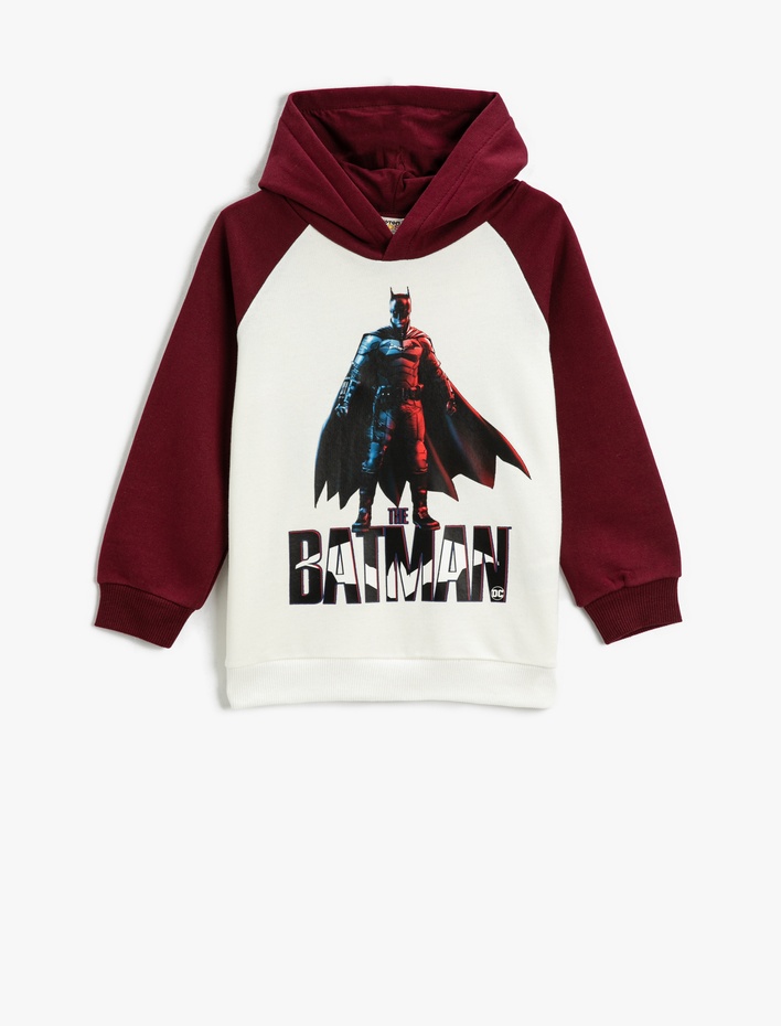 Erkek Çocuk Batman Kapüşonlu Sweatshirt Baskılı Lisanslı