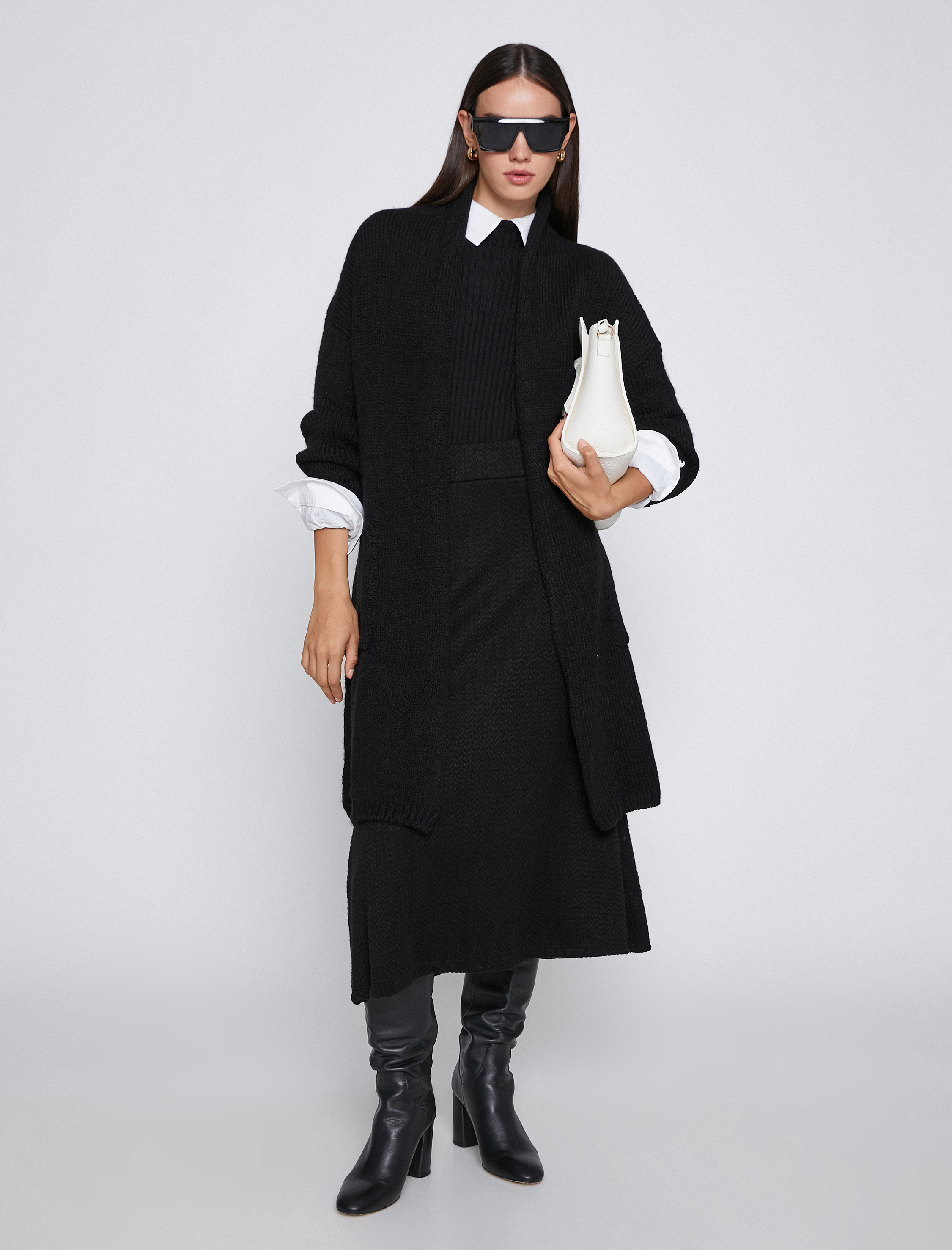   Uzun Örgü Hırka Cepli