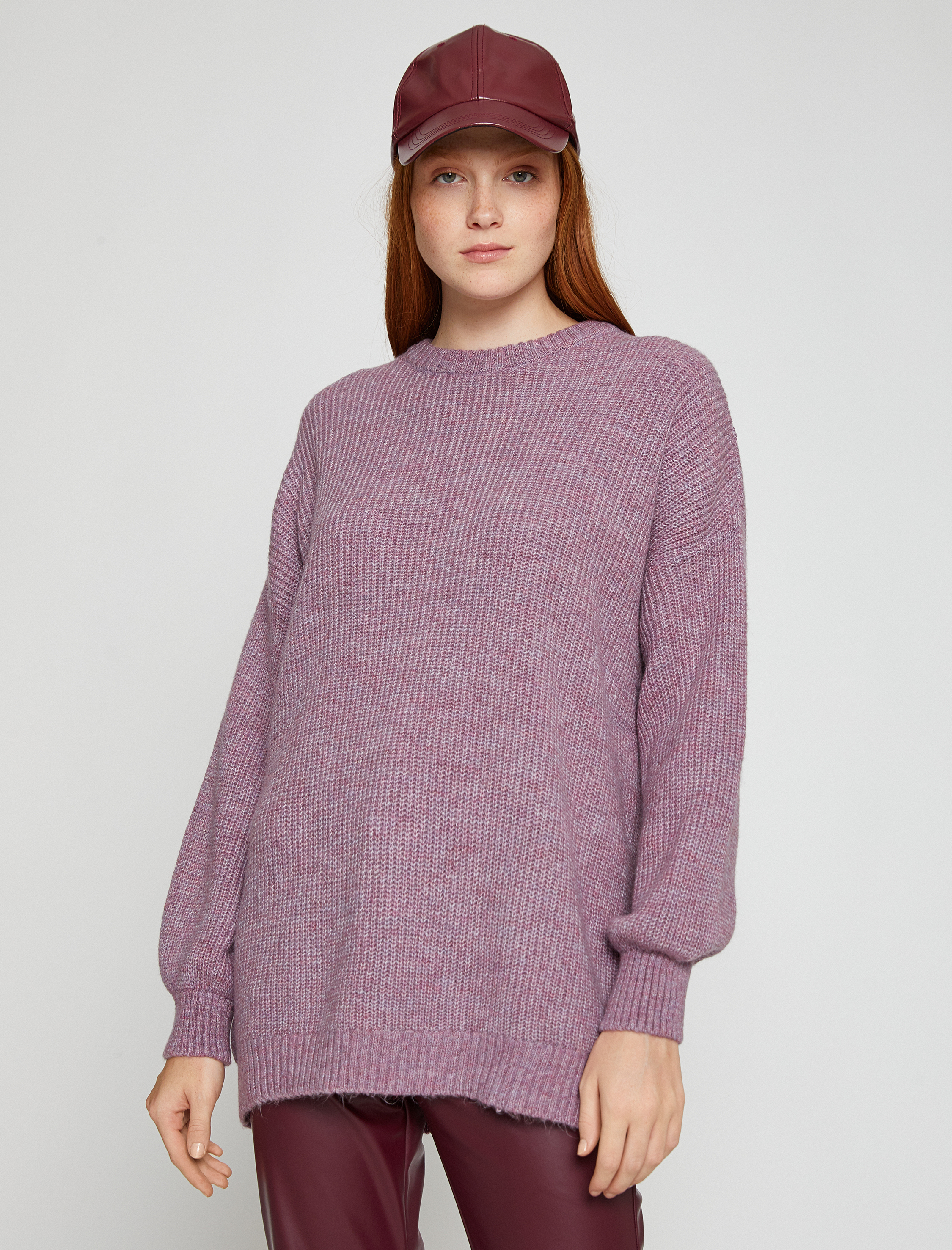   Örgü Tunik Uzun Kollu Bisiklet Yaka