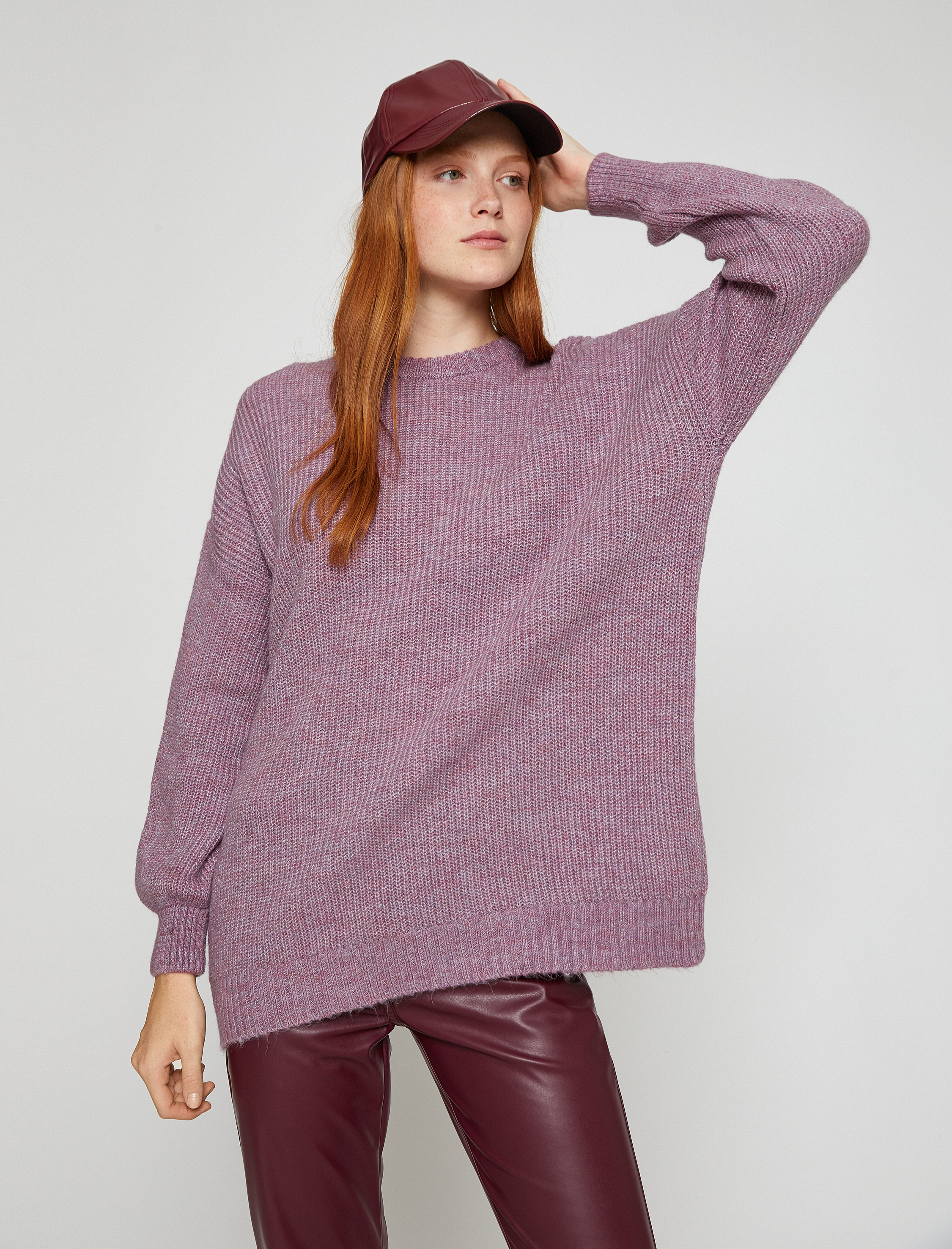   Örgü Tunik Uzun Kollu Bisiklet Yaka