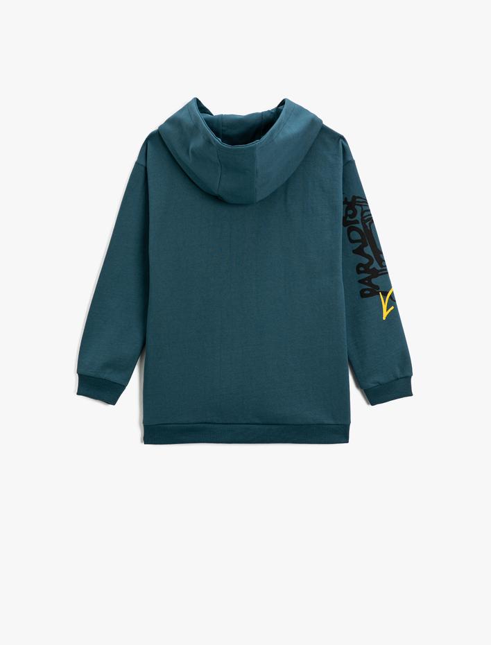 Erkek Çocuk Baskılı Kapüşonlu Sweatshirt