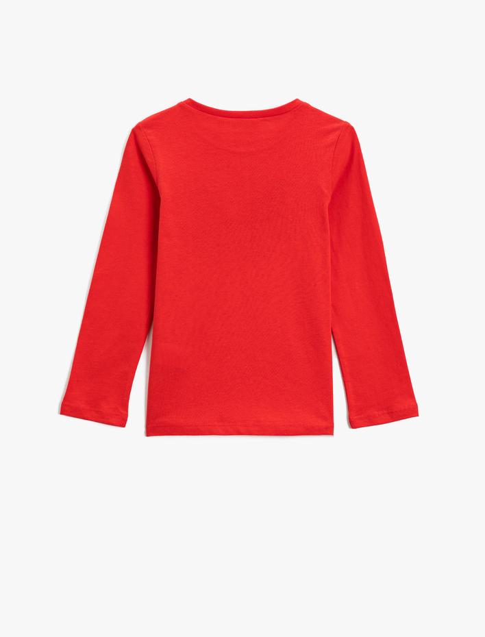 Kız Çocuk Kelebek Baskılı Parlak Uzun Kollu Tişört