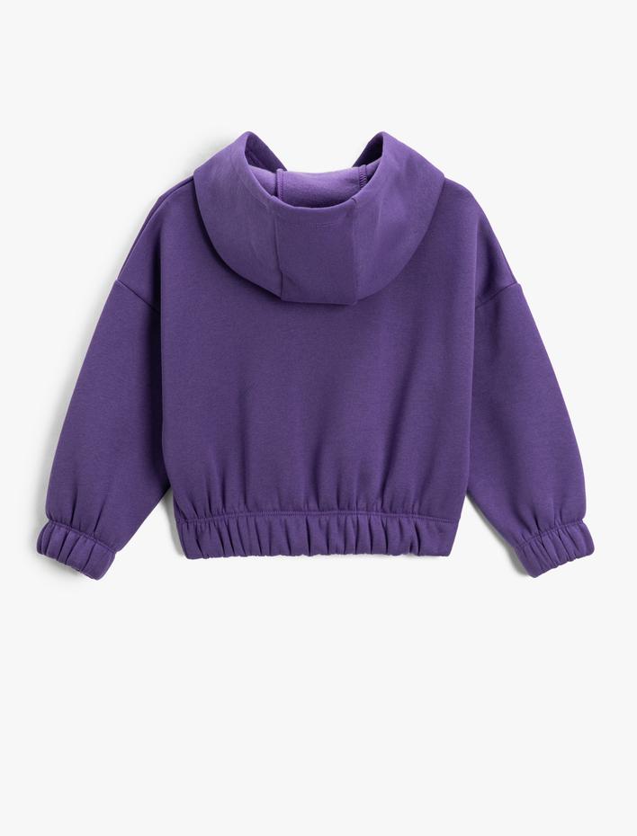 Kız Çocuk Kapüşonlu Sweatshirt Parlak Baskılı
