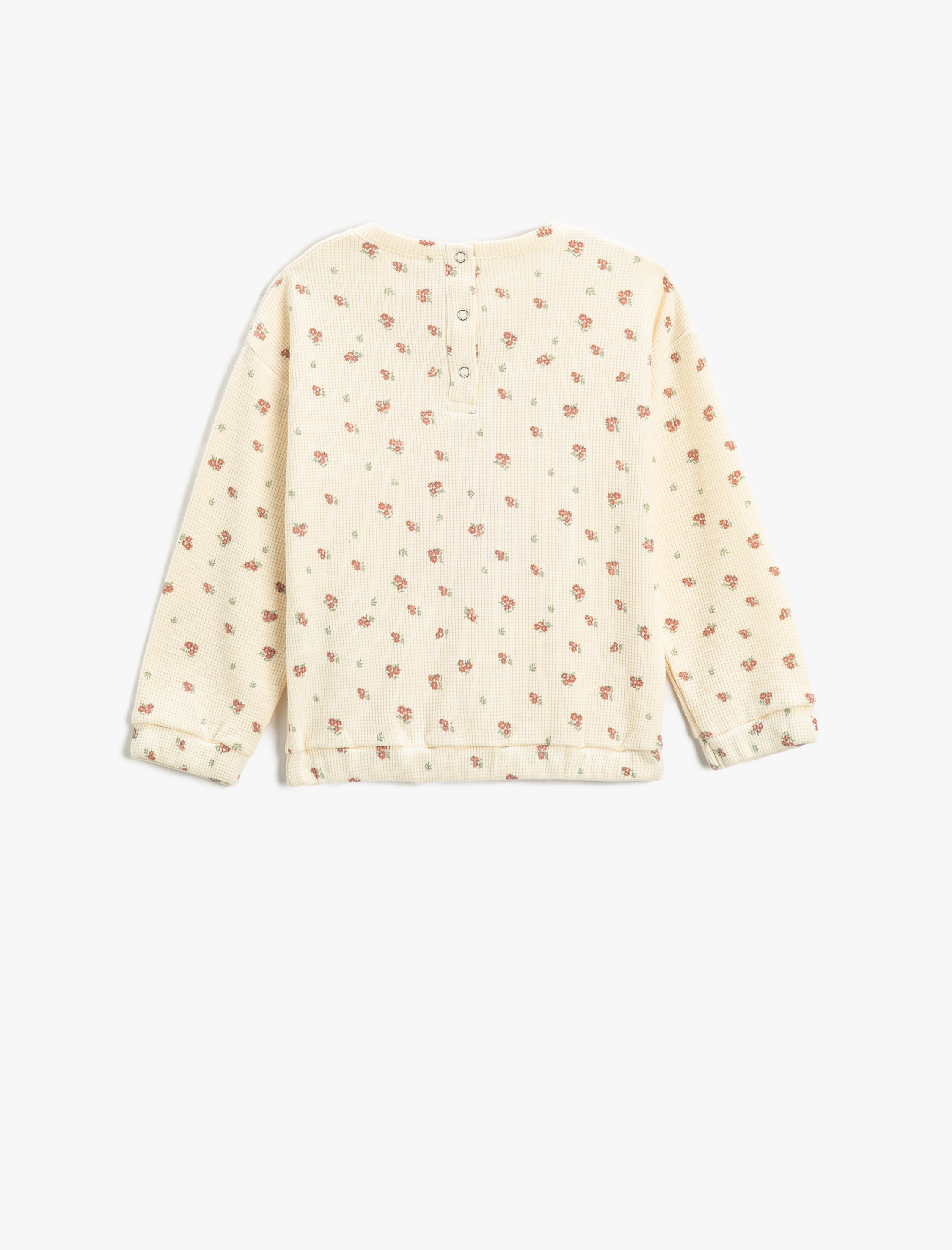 Kız Bebek Tavşan İşlemeli Çiçekli Sweatshirt Pamuklu