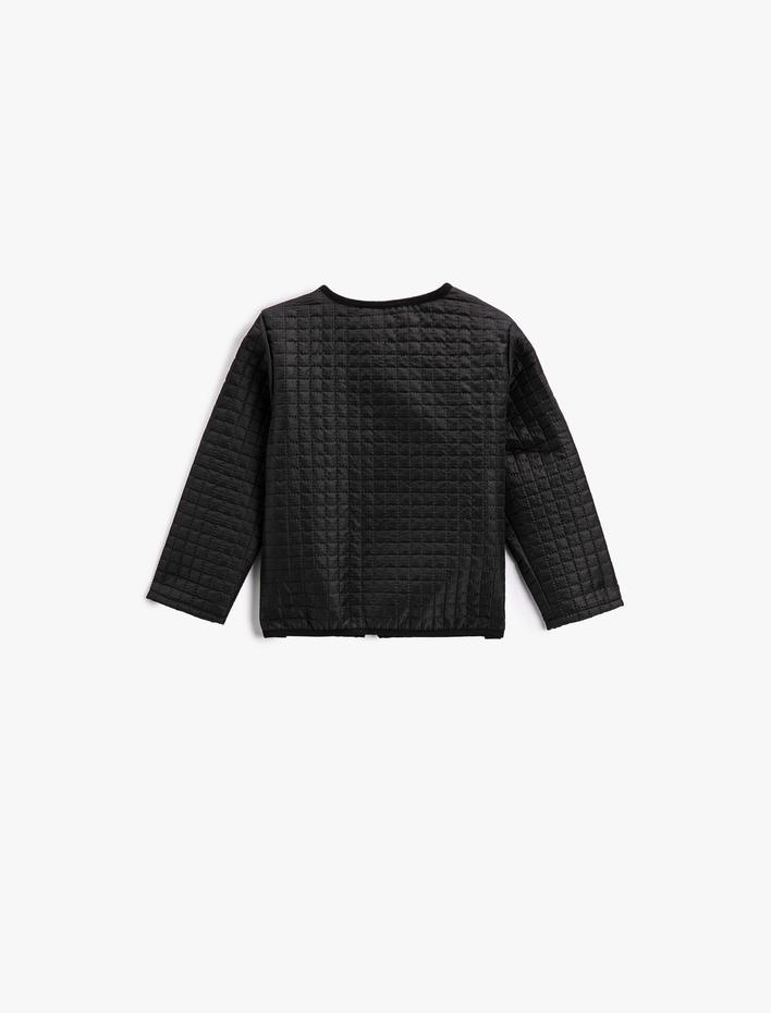 Kız Bebek Kapitone Fermuarlı Ceket Yuvarlak Yaka