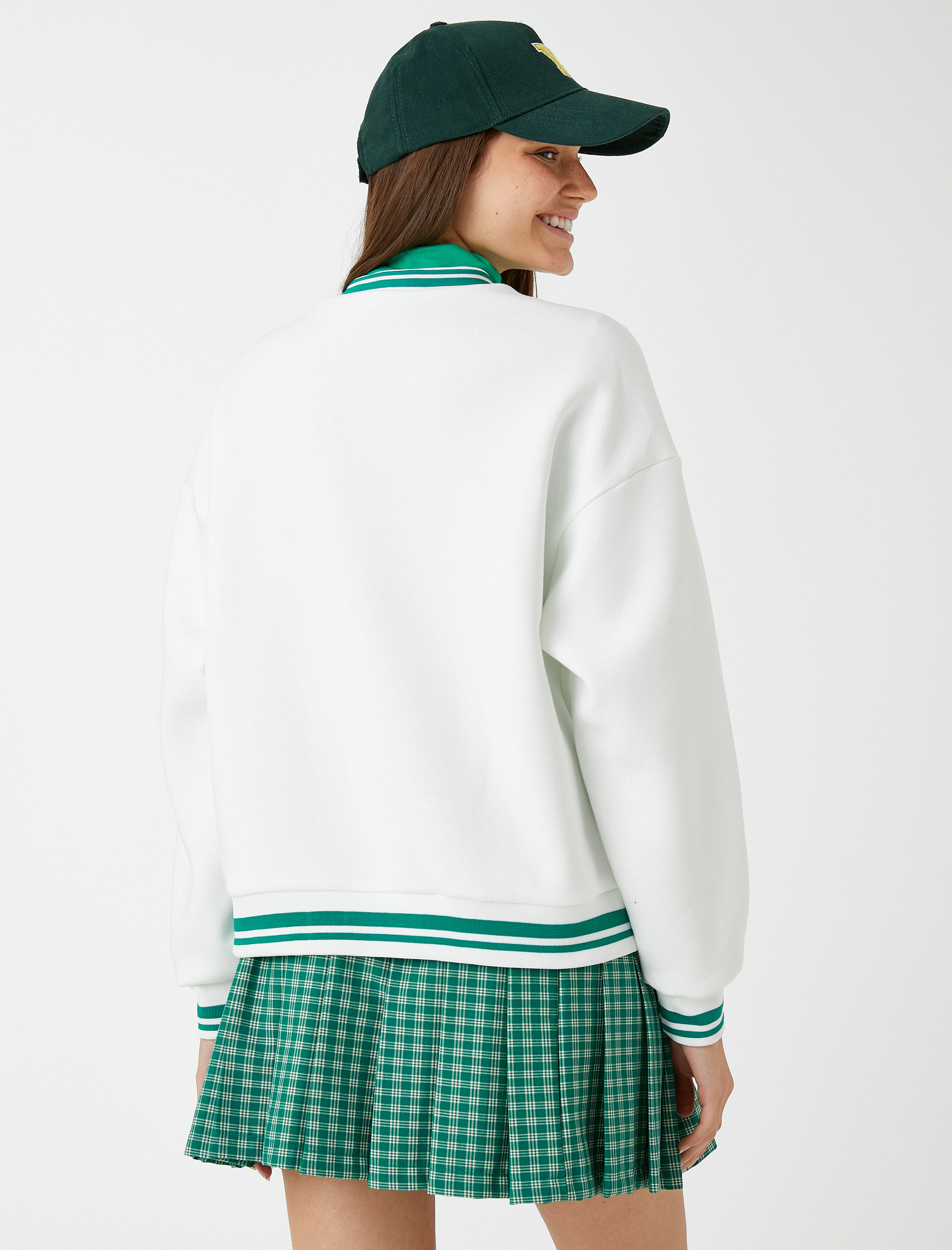   Kolej Sweatshirt İşlemeli Dik Yaka İçi Polarlı