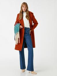 Midi Kruvaze Kaşe Kaban