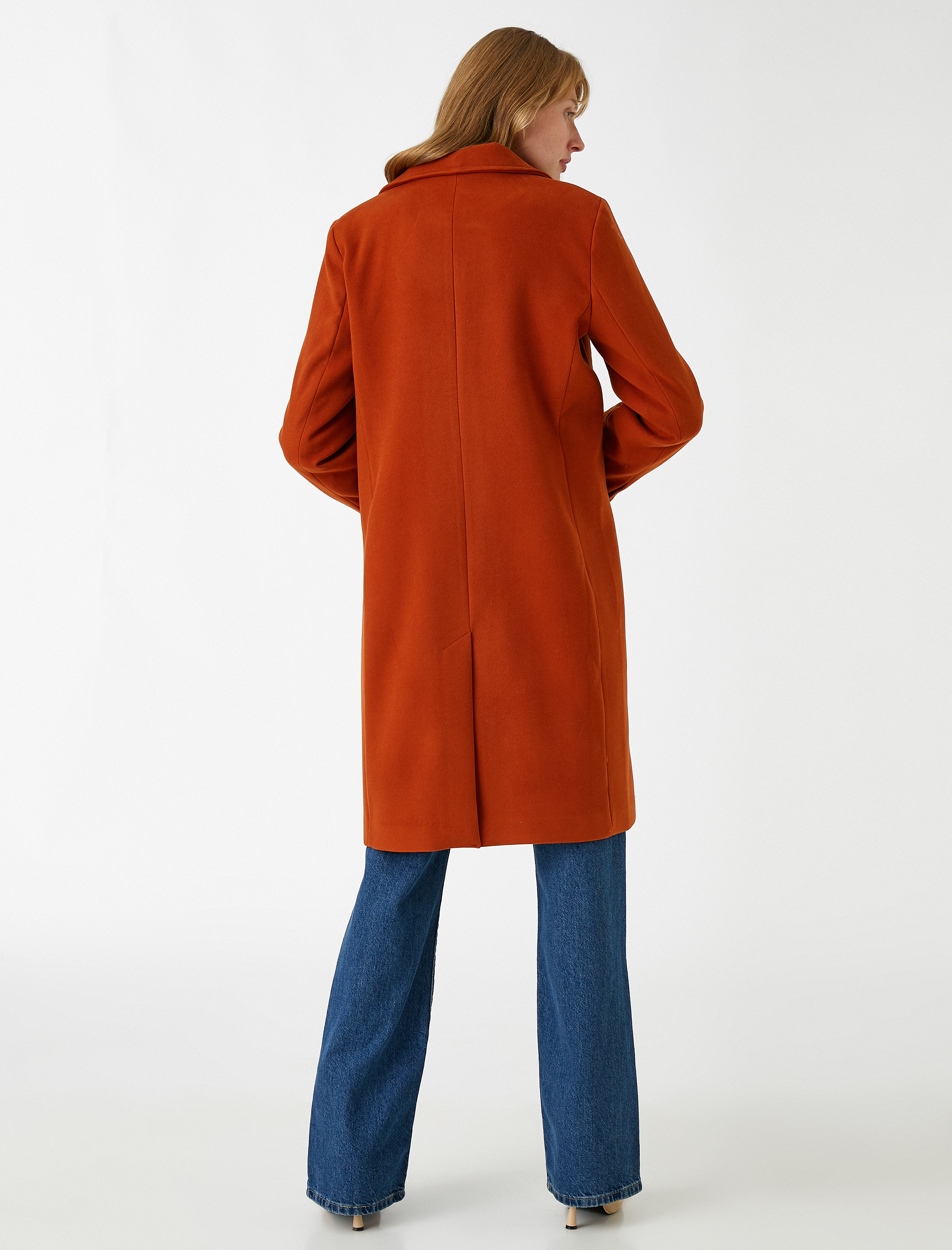   Midi Kruvaze Kaşe Kaban