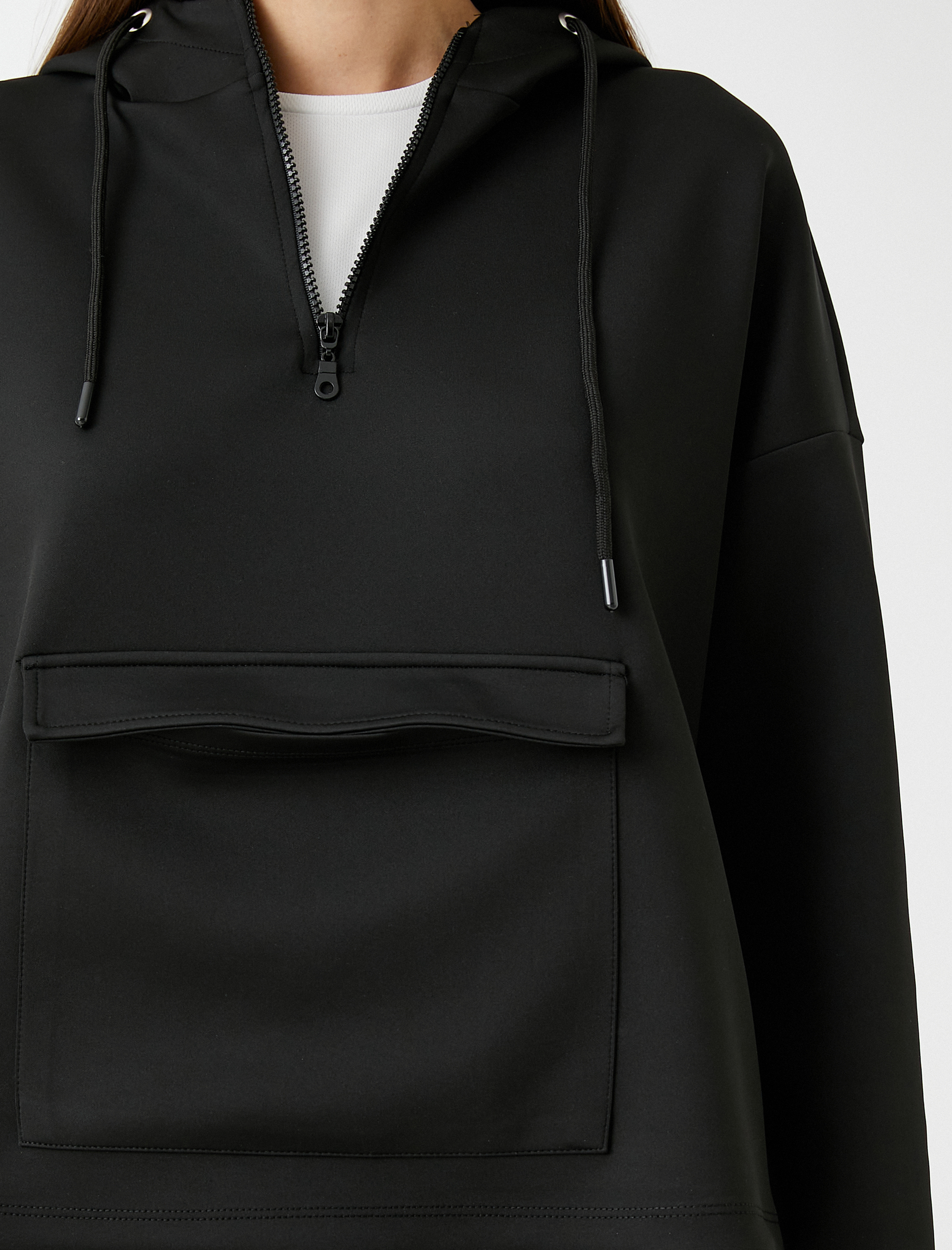   Kapüşonlu Cepli Scuba Sweatshirt