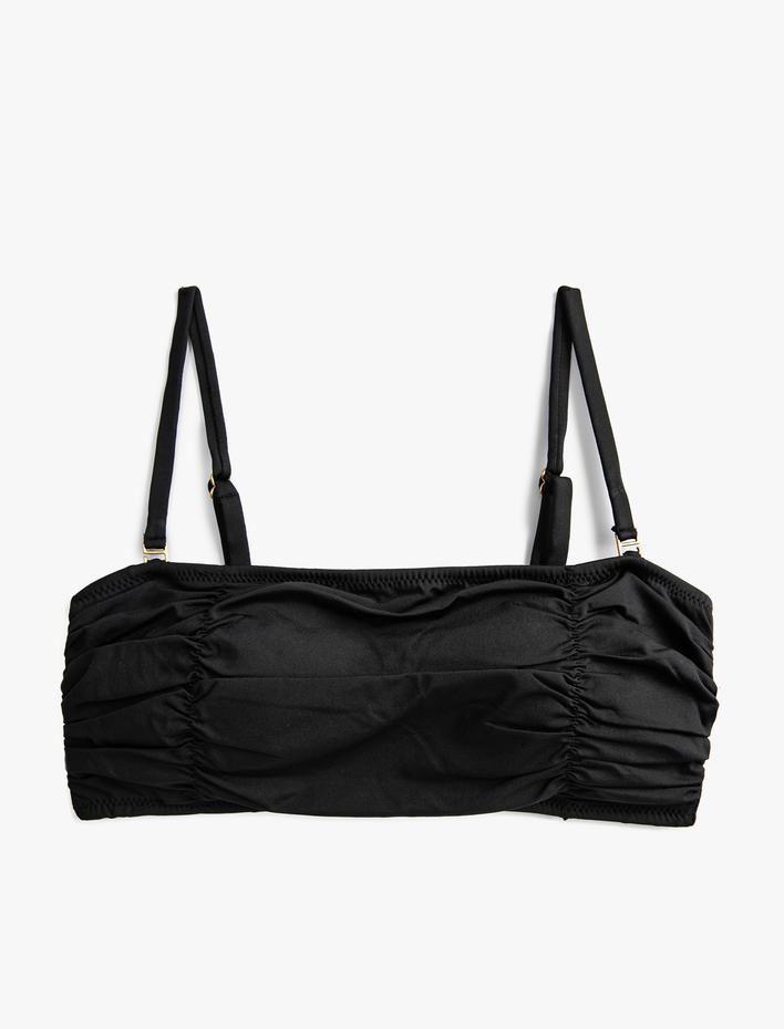  Büzgülü Bikini Üstü İnce Askılı