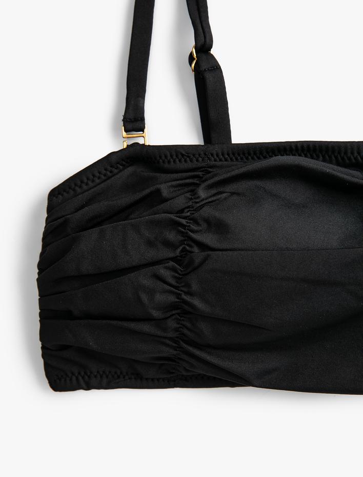  Büzgülü Bikini Üstü İnce Askılı