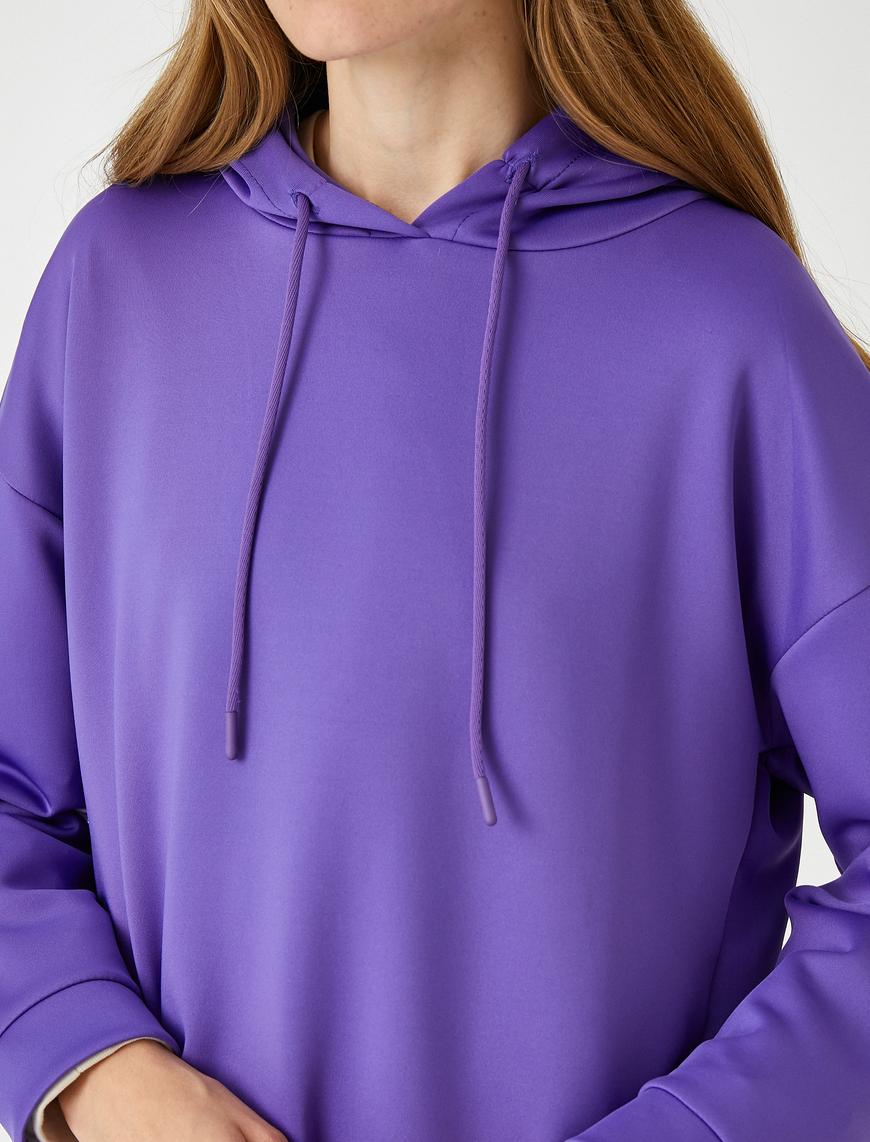   Oversize Kapüşonlu Sweatshirt Kanguru Cepli İpeksi Dokulu