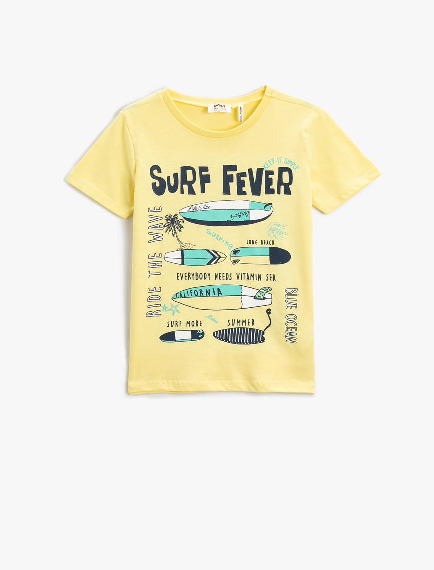  Erkek Çocuk Sörf Baskılı Kısa Kollu Tişört