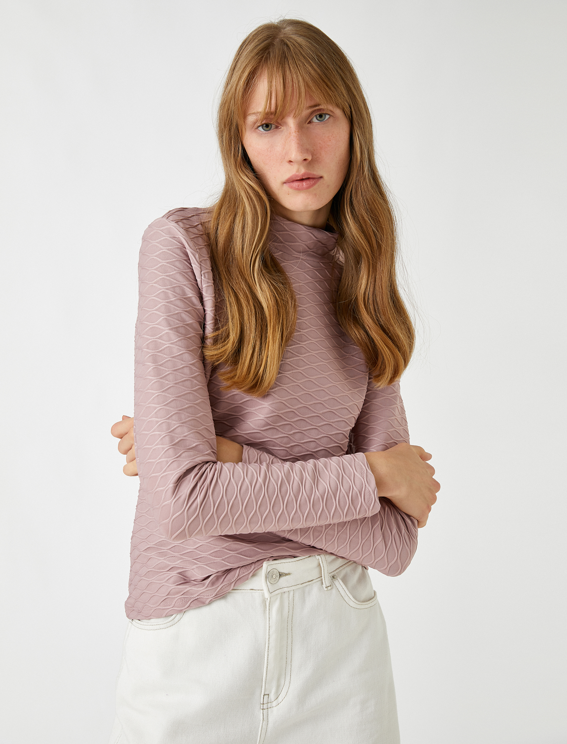   Uzun Kollu Tişört Dik Yaka