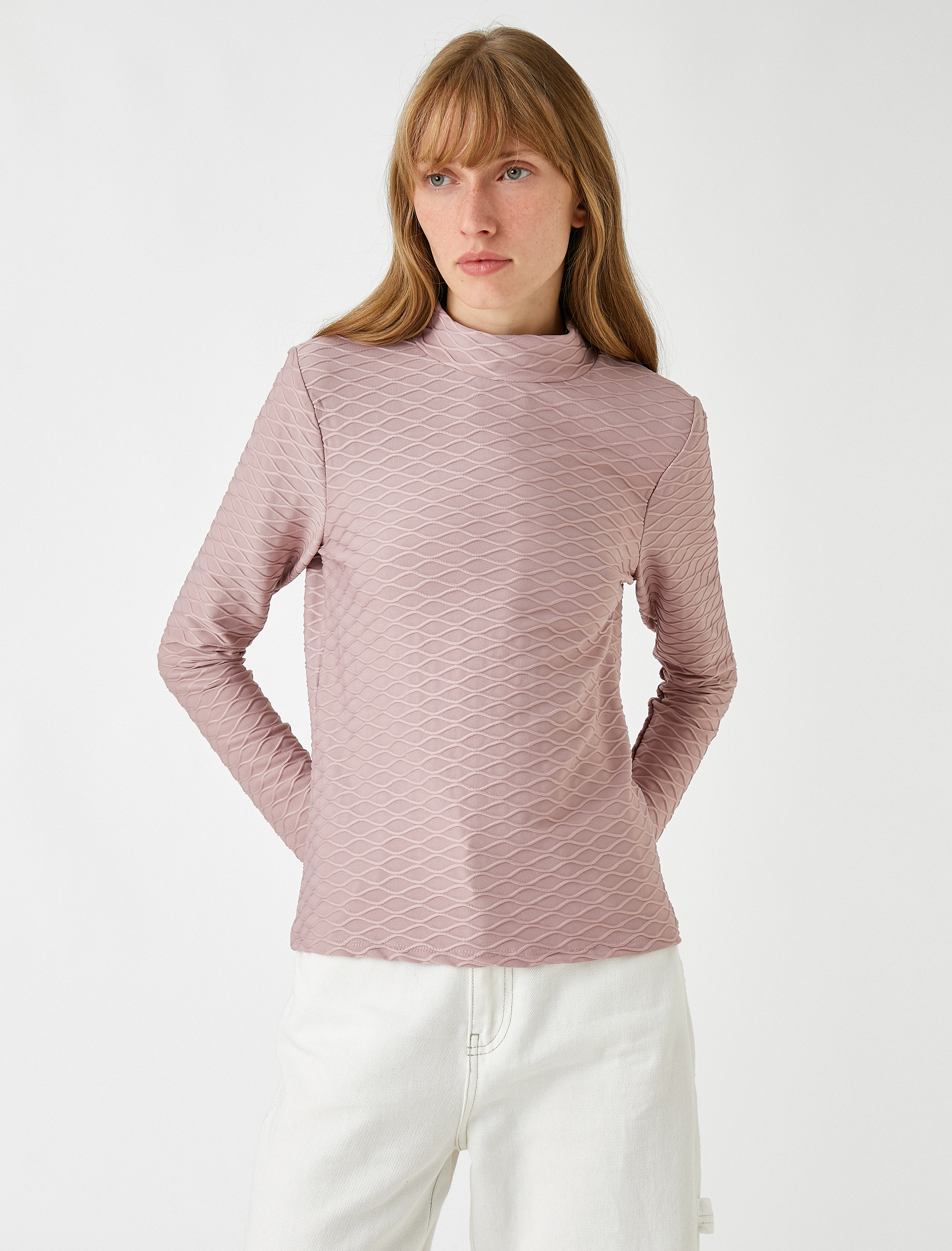   Uzun Kollu Tişört Dik Yaka