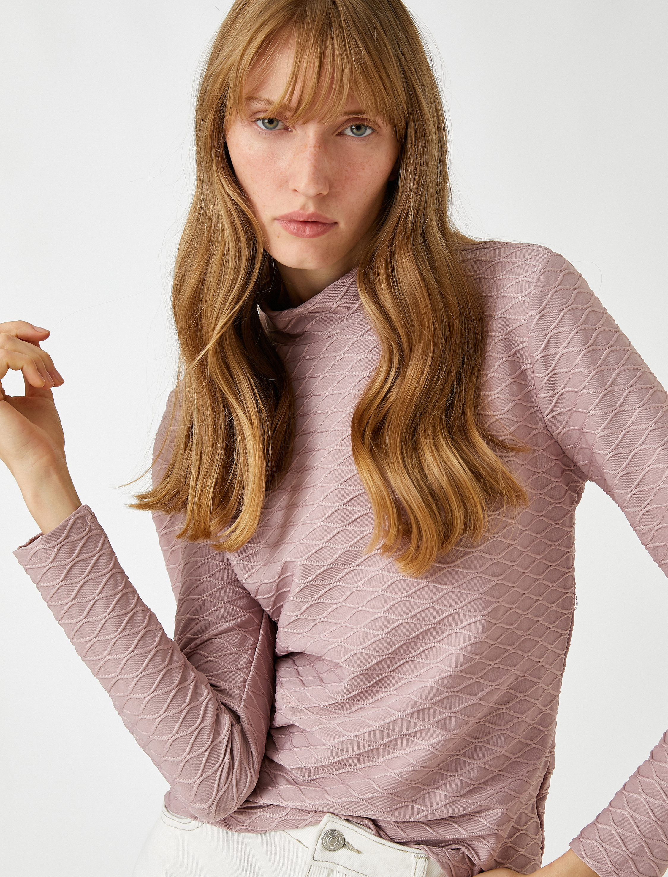   Uzun Kollu Tişört Dik Yaka