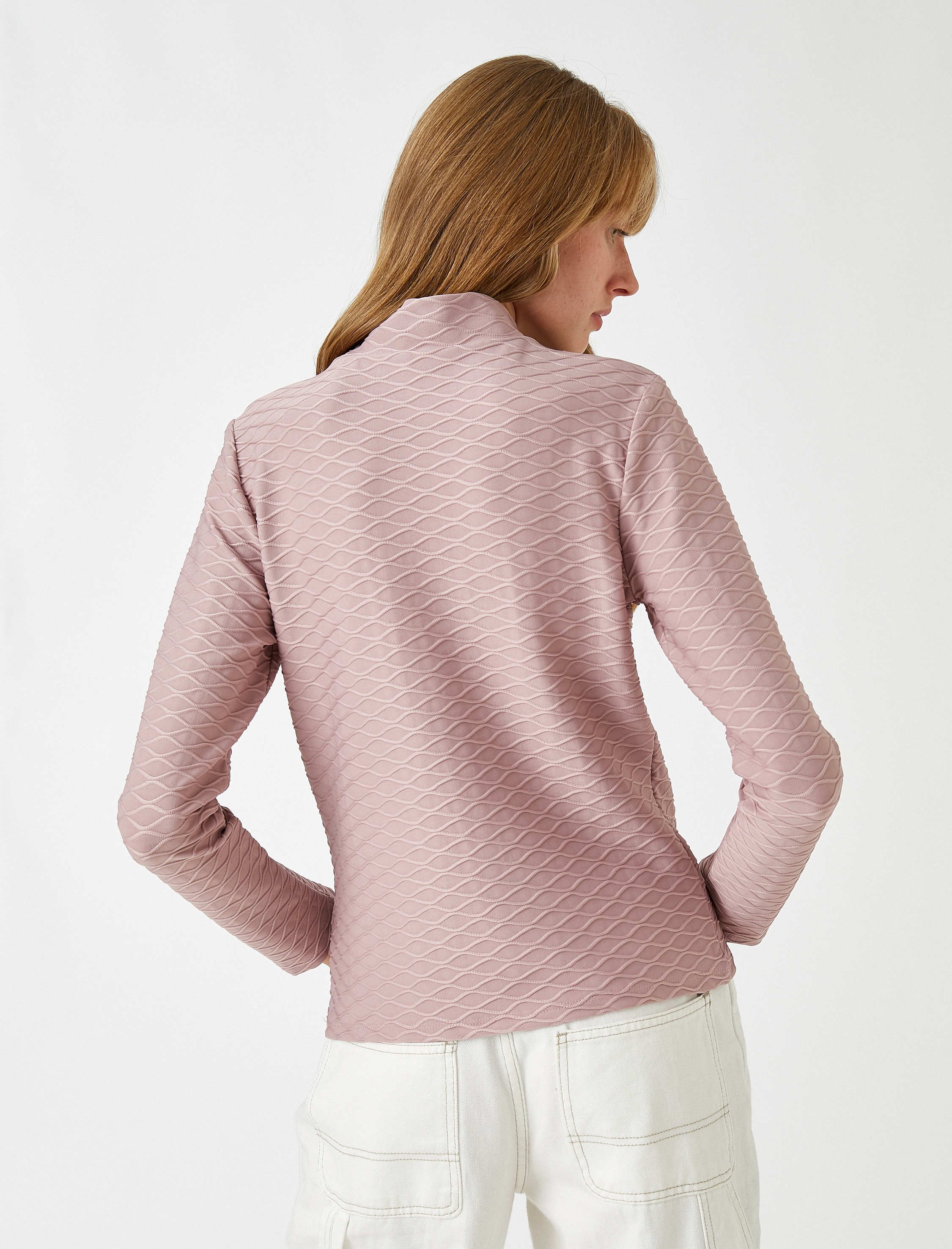   Uzun Kollu Tişört Dik Yaka