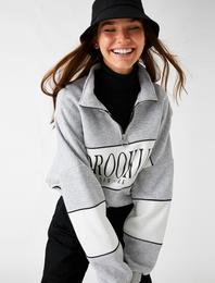Oversize Sweatshirt Dik Yaka Fermuarlı İçi Polarlı