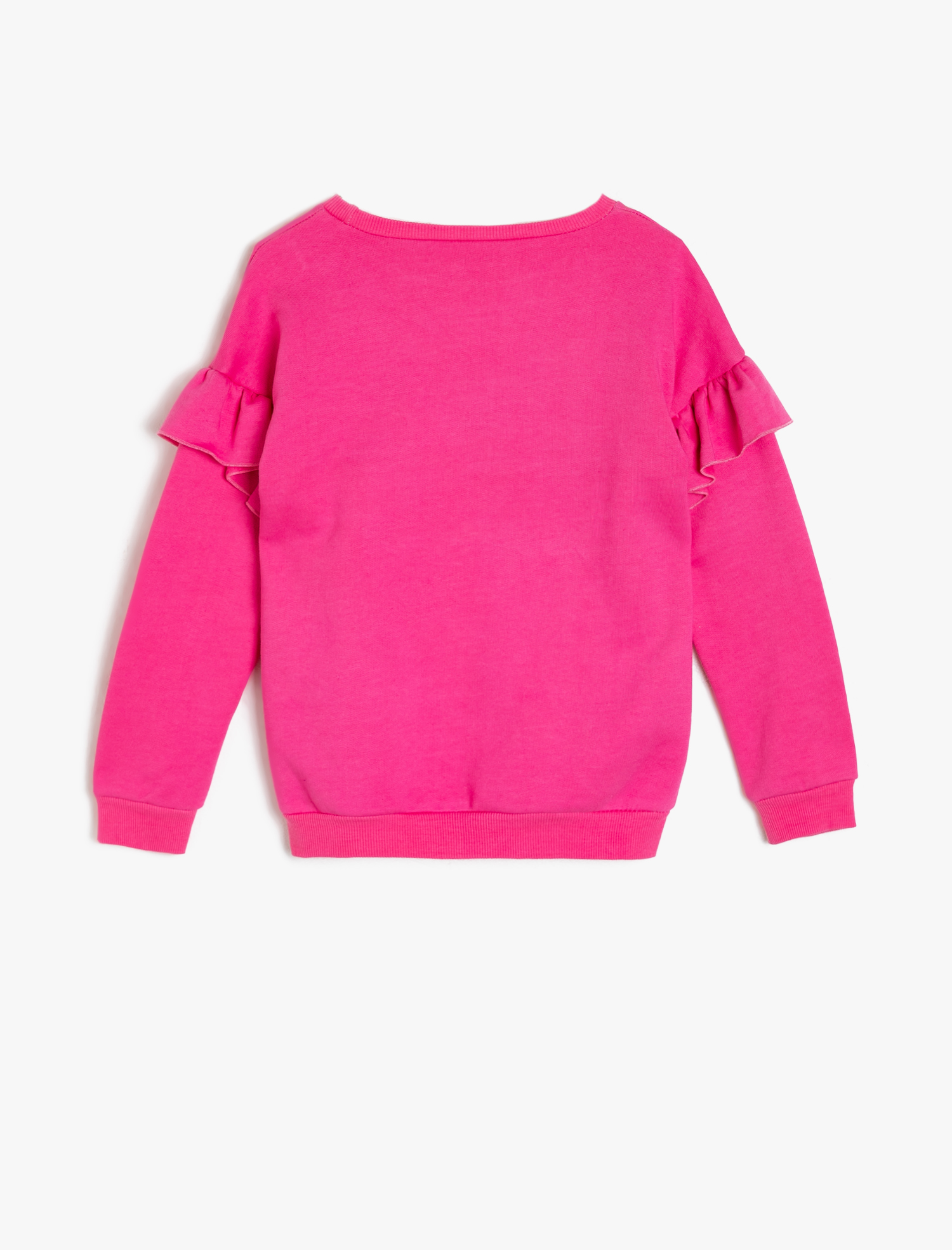 Kız Çocuk Fırfırlı Sweatshirt Kedi Baskılı