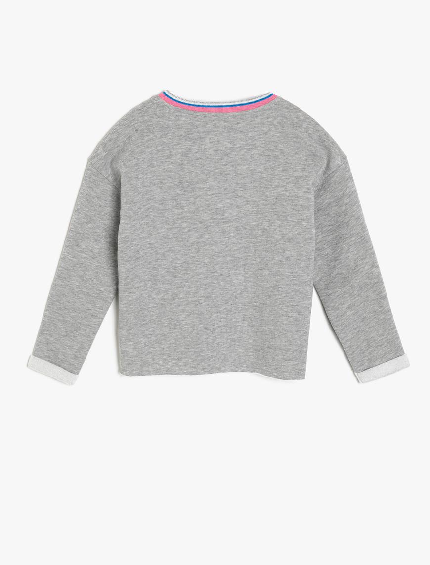  Kız Çocuk Pul Detaylı Sweatshirt