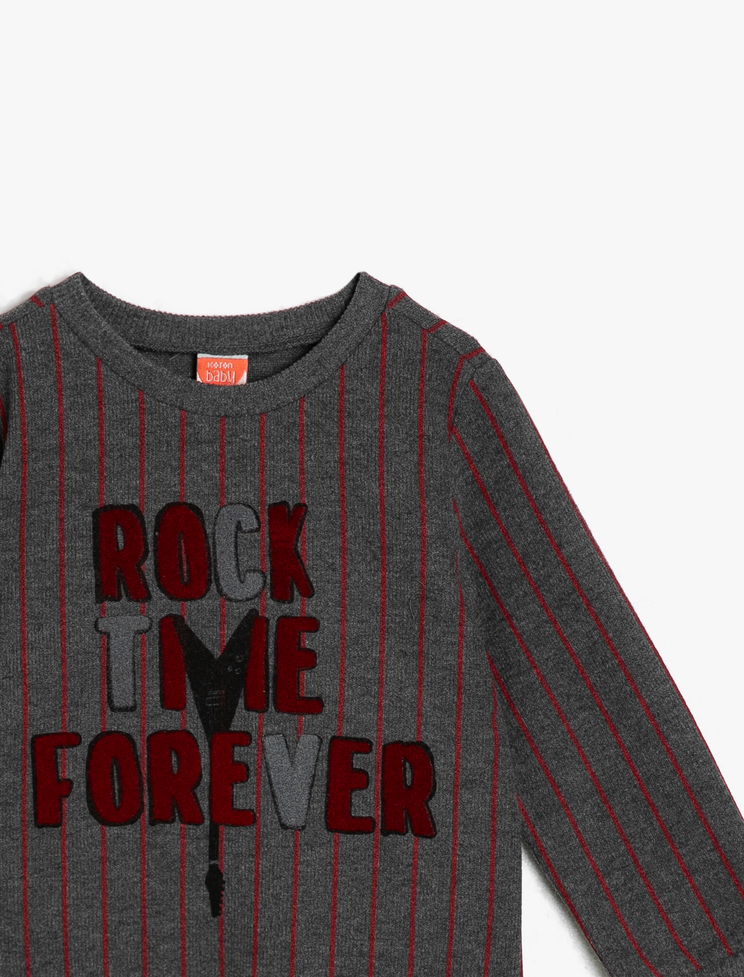 Erkek Bebek Çizgili Sweatshirt Uzun Kollu Bisiklet Yaka