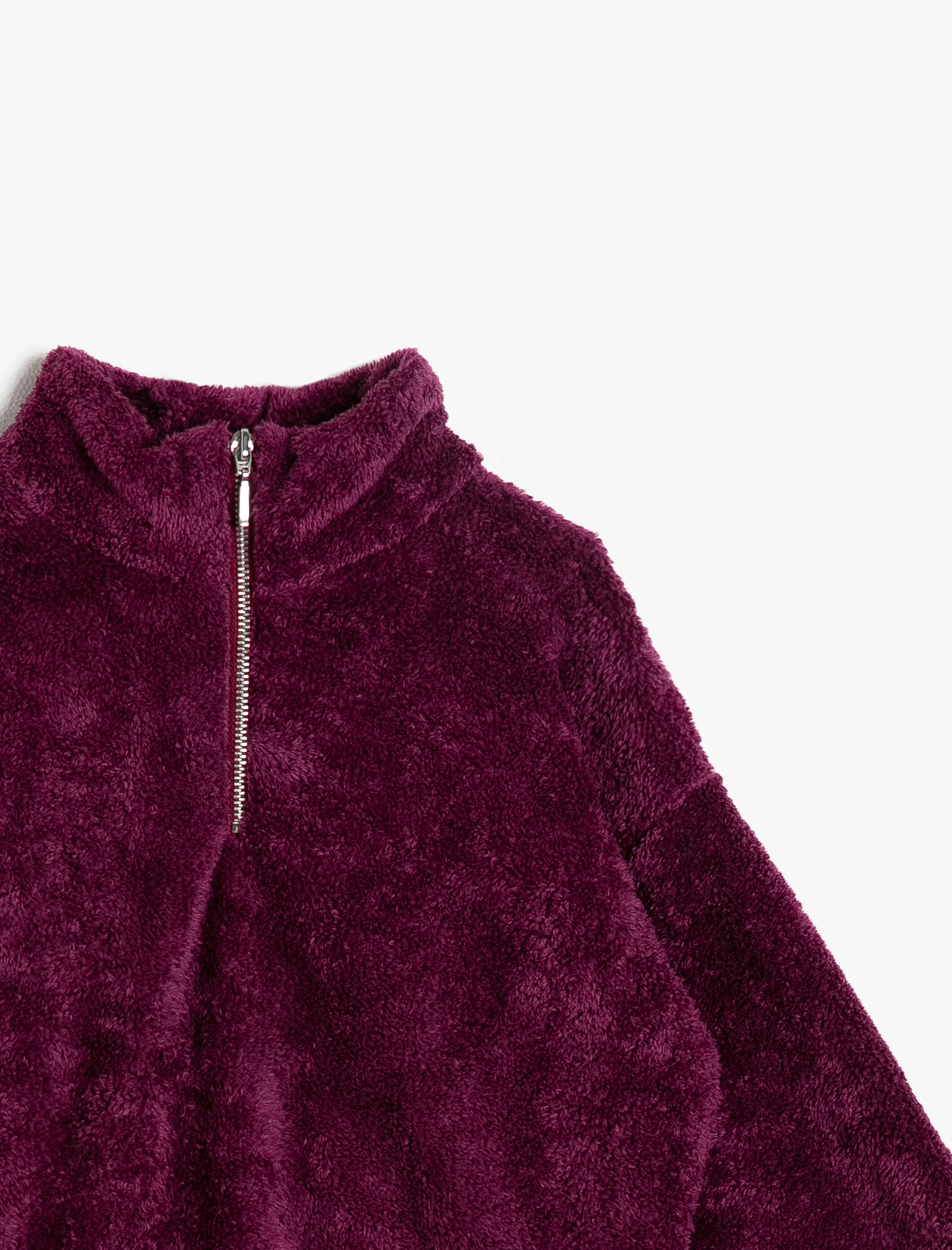  Kız Çocuk Fermuar Detaylı Peluş Sweatshirt