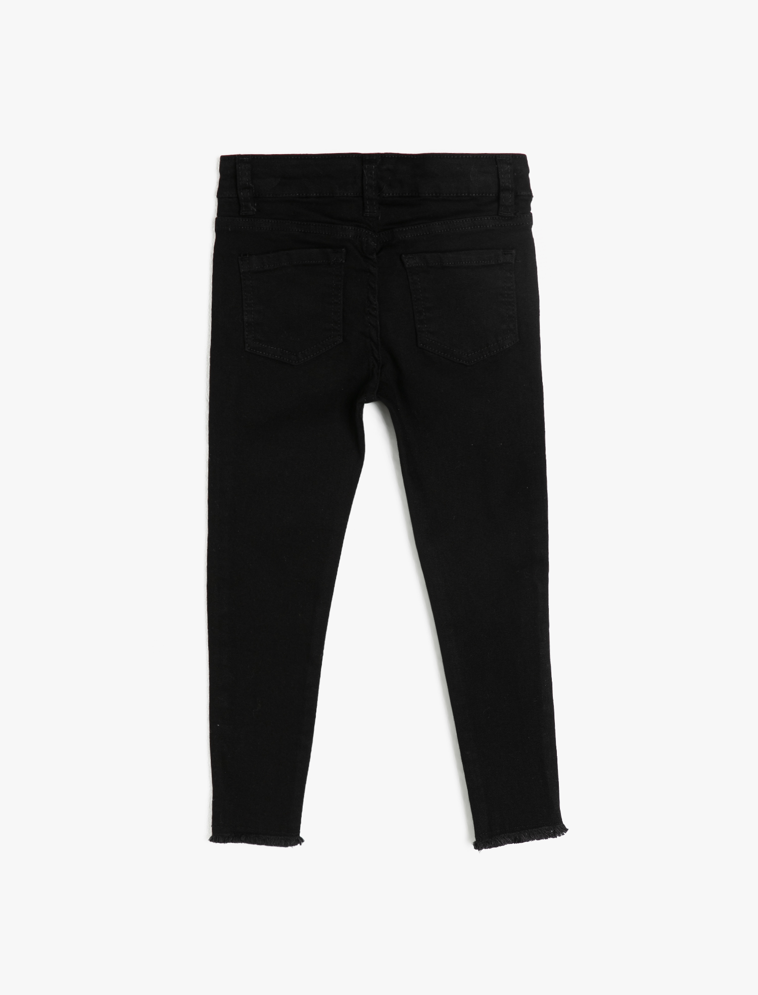  Kız Çocuk Kot Pantolon Cepli Pamuklu Metal Aksesuar Detaylı - Slim Jean