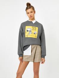 Snoopy Lisanslı Yazılı Baskılı Sweatshirt