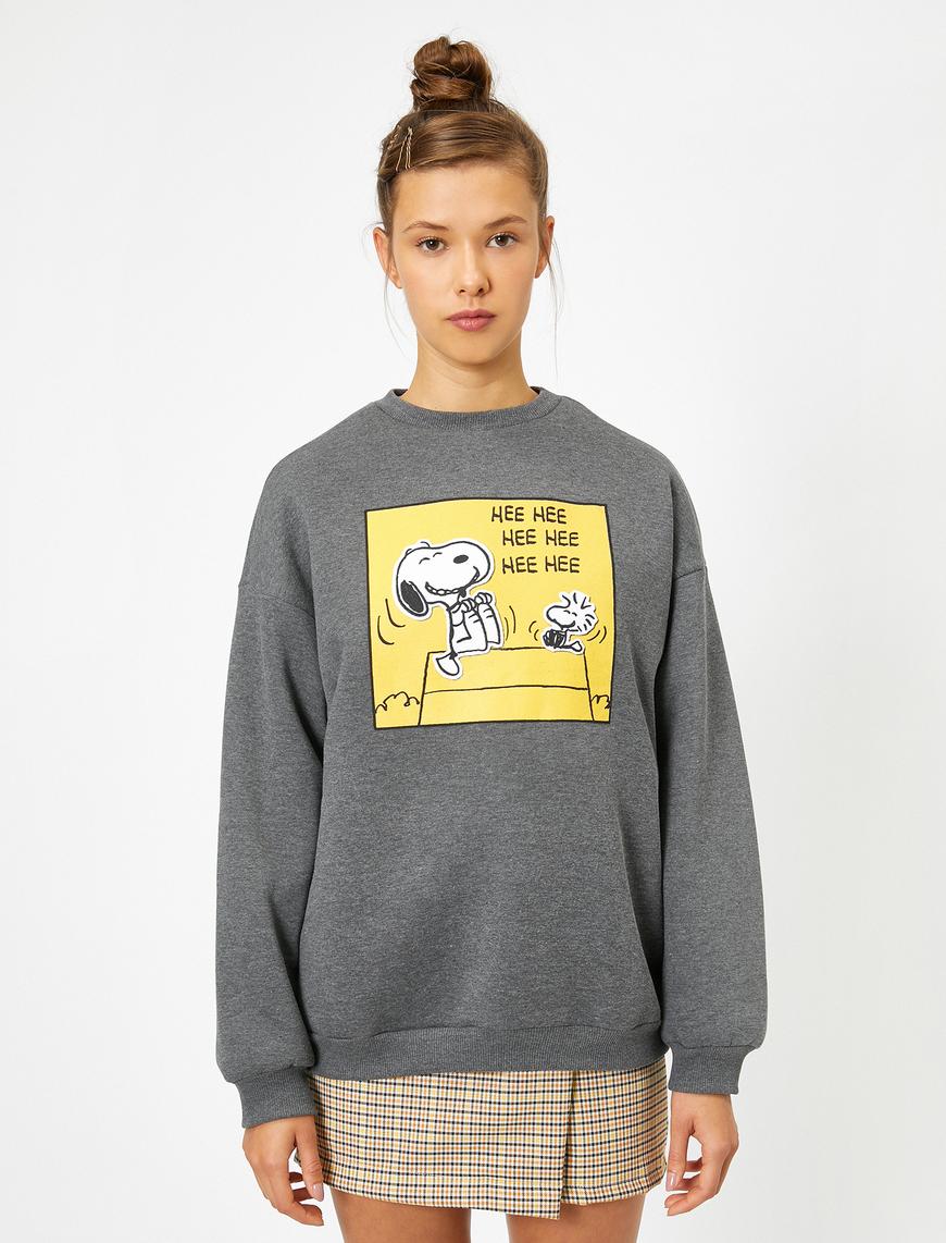   Snoopy Lisanslı Yazılı Baskılı Sweatshirt