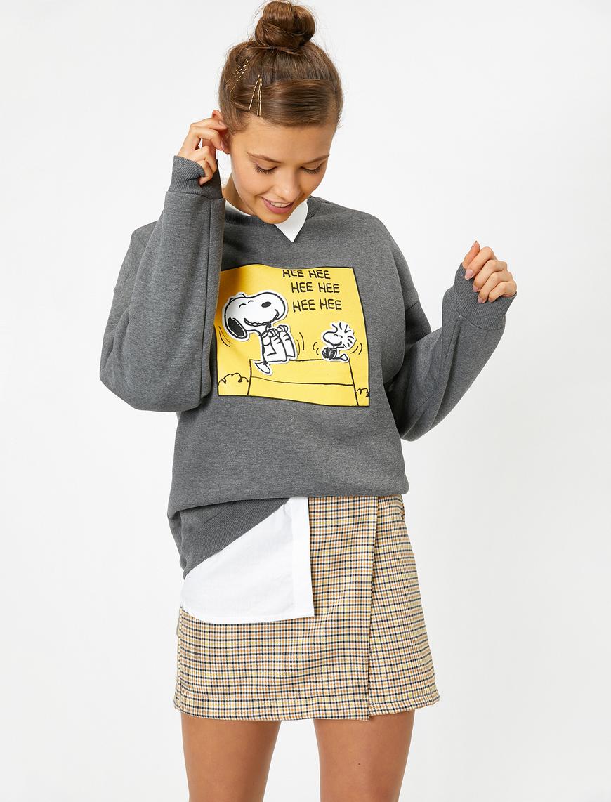  Snoopy Lisanslı Yazılı Baskılı Sweatshirt