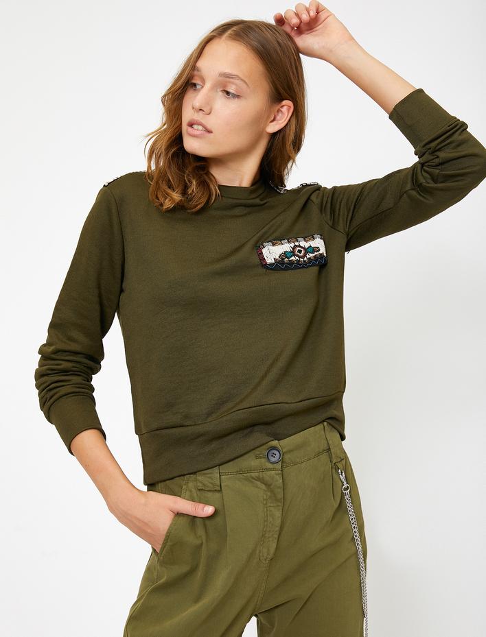  Boncuk Detaylı Sweatshirt