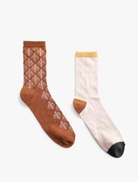 2'li Soket Çorap Seti Botanik Baskılı